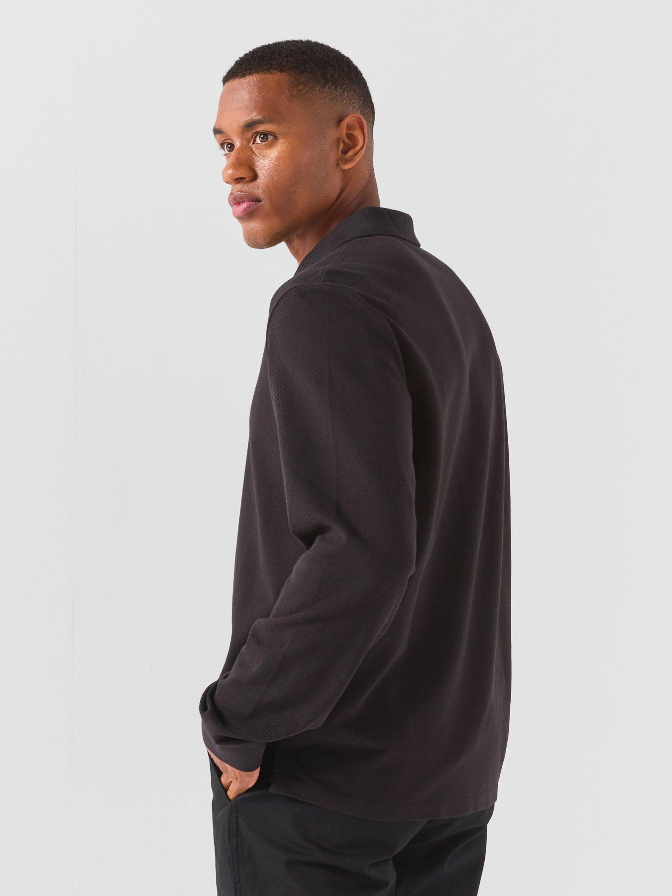 Image 2 of 6 of Calvin Klein Jeans Long Sleeve Casual Pique Polo Shirt - Black