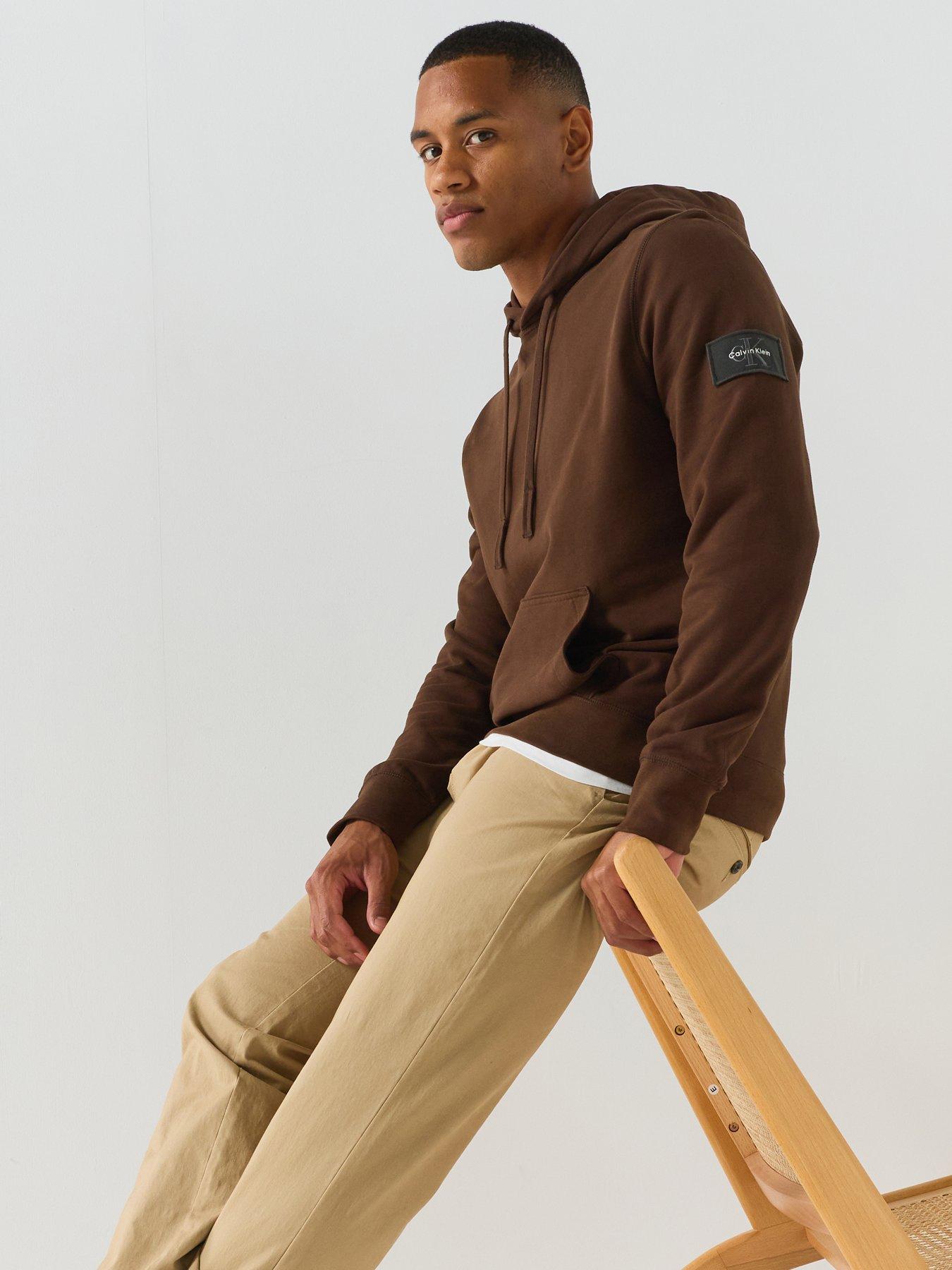 Calvin Klein Jeans Men's Badge Hoodie, Brown, Size 2Xl, Men