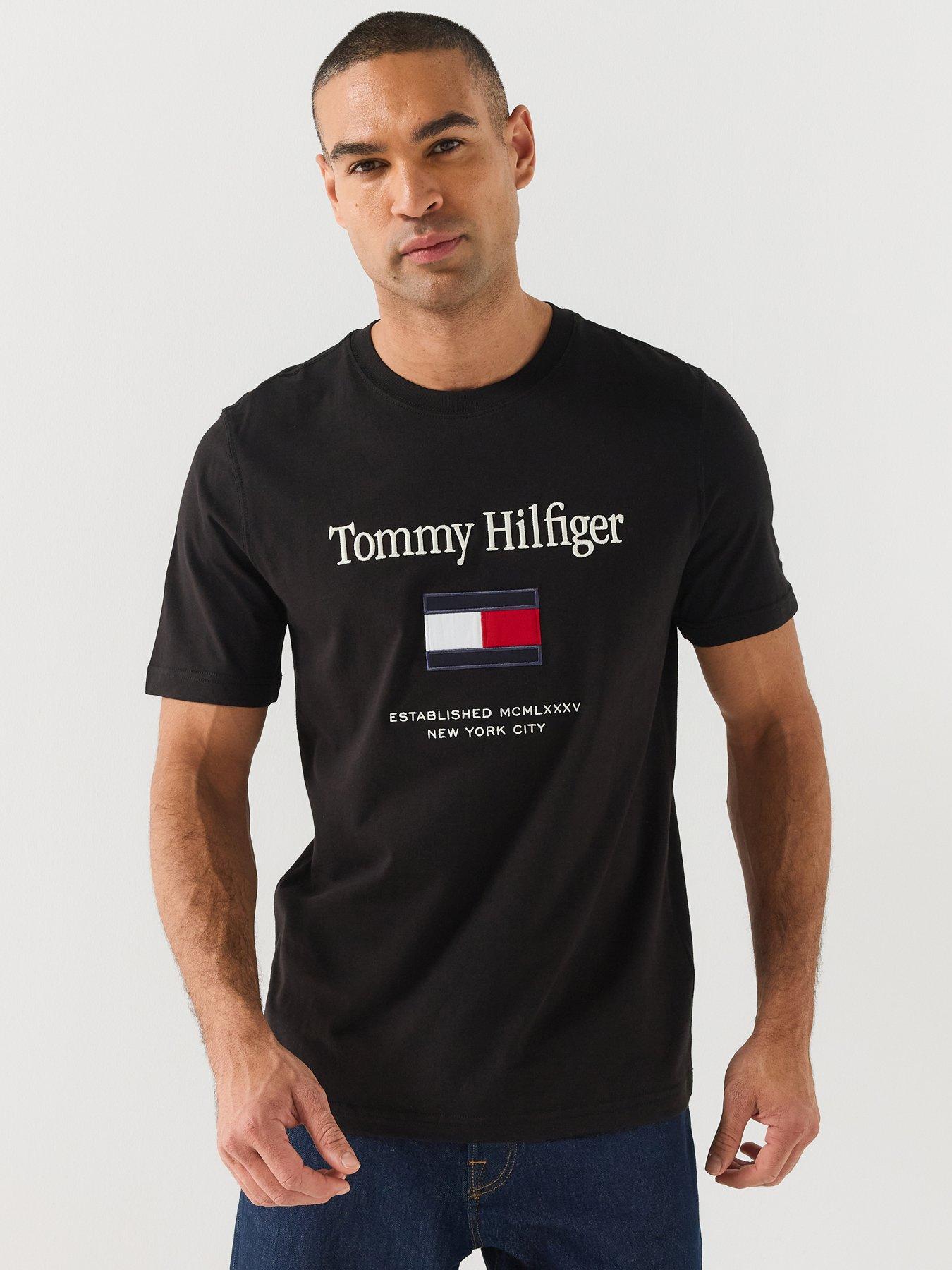 Tommy Hilfiger Tommy Embroidered Flag T-shirt, Black, Size S, Men