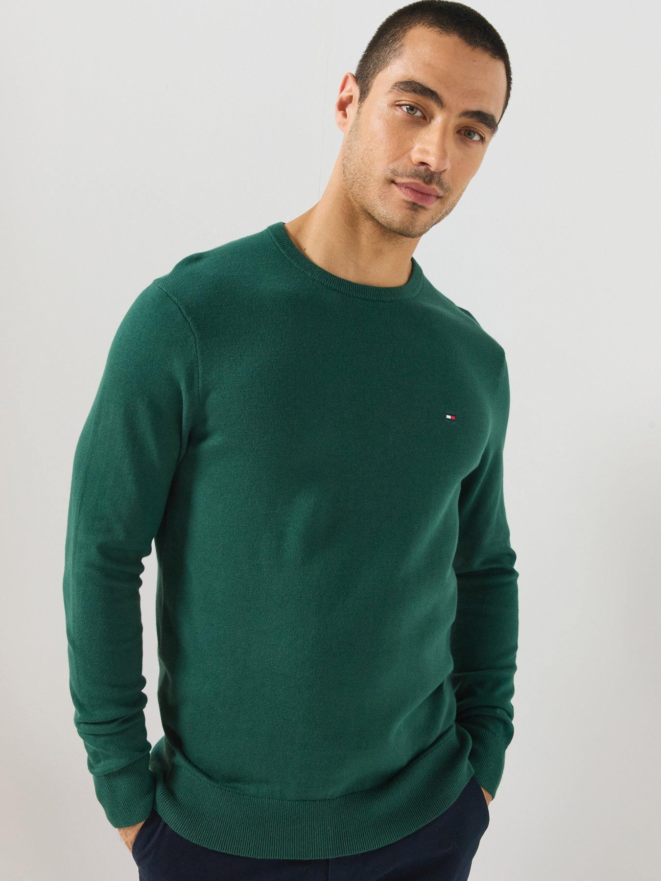 Image 1 of 6 of Tommy Hilfiger Essential Ssnl Cotton Crew Neck Knitted Jumper - Green