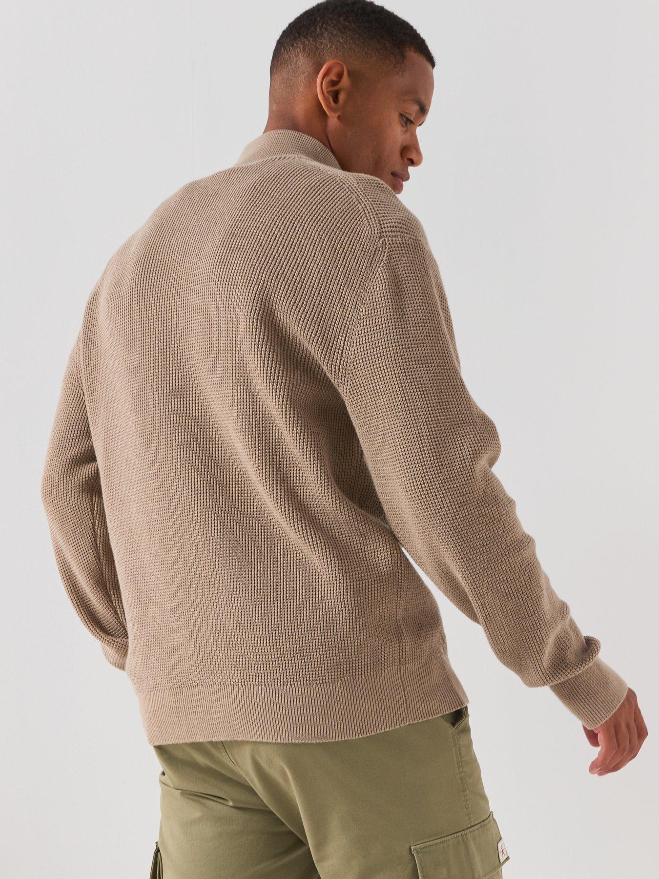 Image 2 of 6 of Calvin Klein Jeans Cotton Monogram Logo Knitted Jumper - Beige