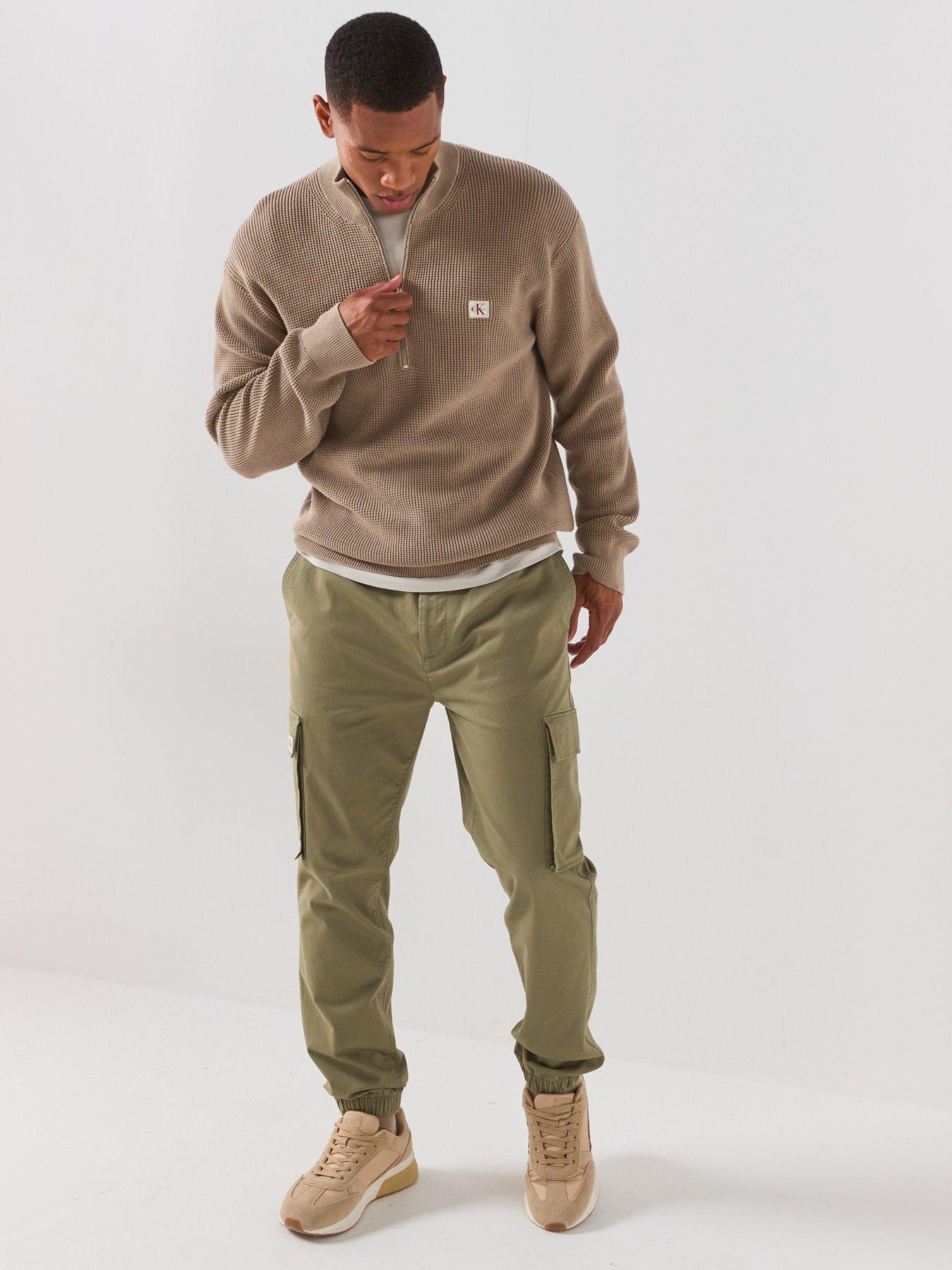 Image 3 of 6 of Calvin Klein Jeans Cotton Monogram Logo Knitted Jumper - Beige