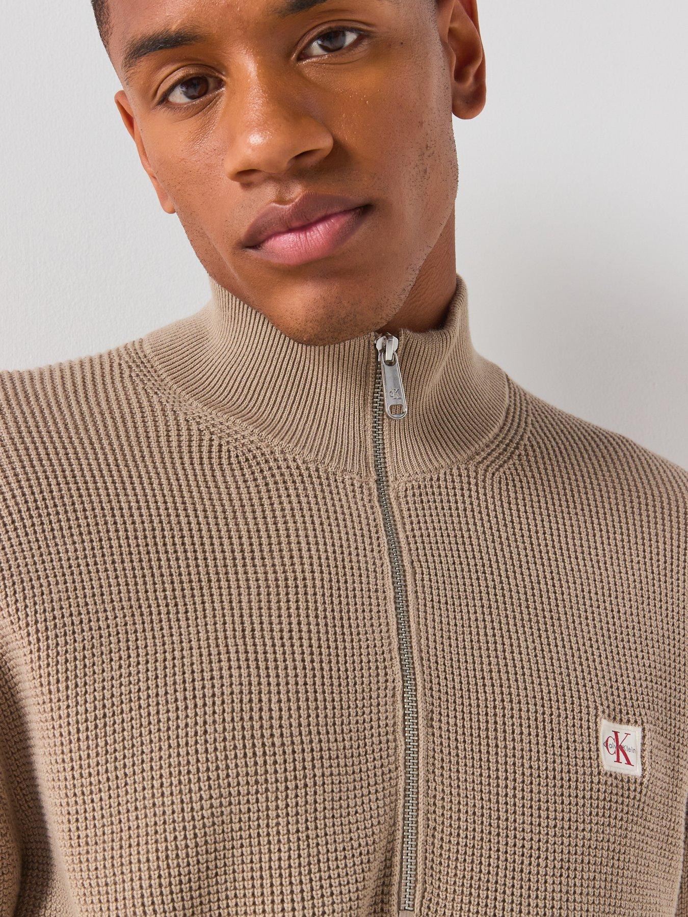 Image 5 of 6 of Calvin Klein Jeans Cotton Monogram Logo Knitted Jumper - Beige
