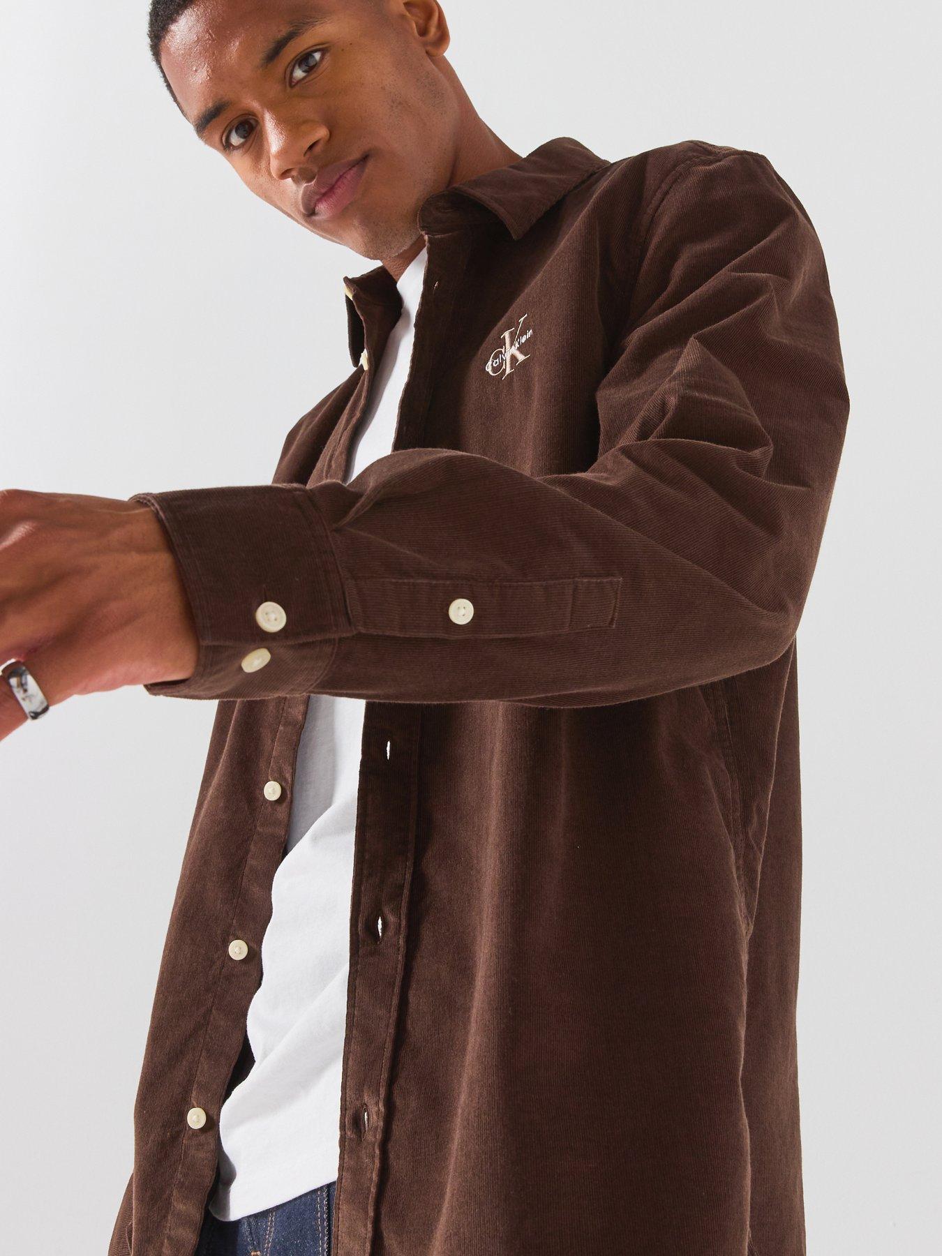 Image 6 of 6 of Calvin Klein Jeans Mens Regular Fit Corduroy Long Sleeve Shirt - Brown