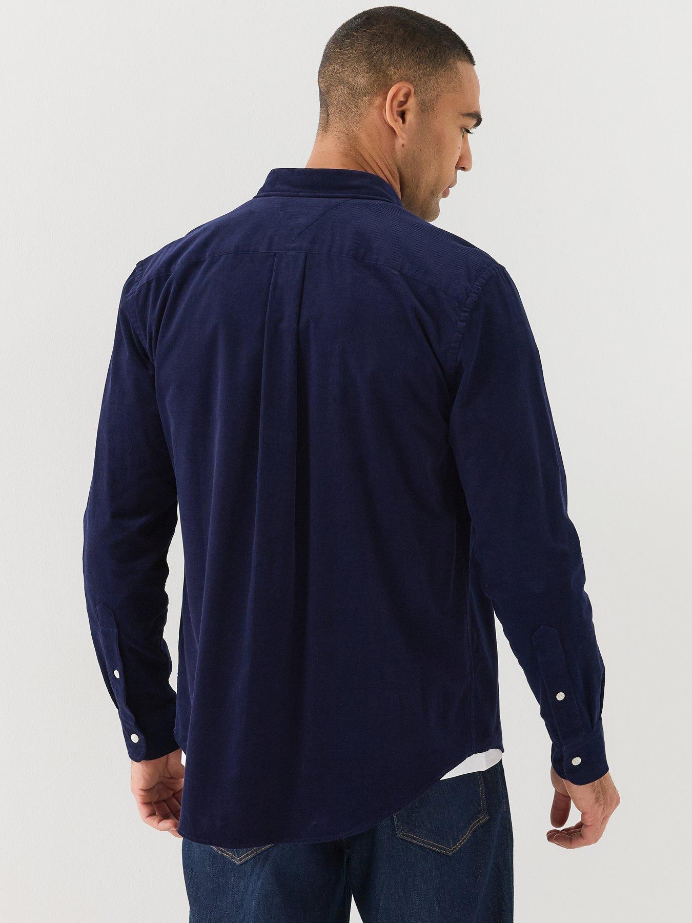 Image 2 of 6 of Tommy Hilfiger Mens Regular Fit Corduroy Button-Down Collar Shirt - Navy