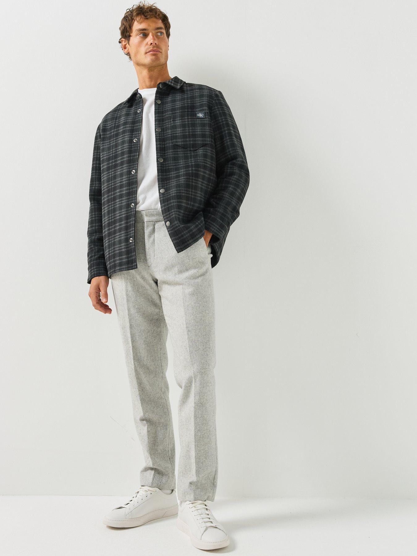 Image 3 of 6 of Calvin Klein Mens Checked&nbsp;Wool Blend Popper Jacket - Black