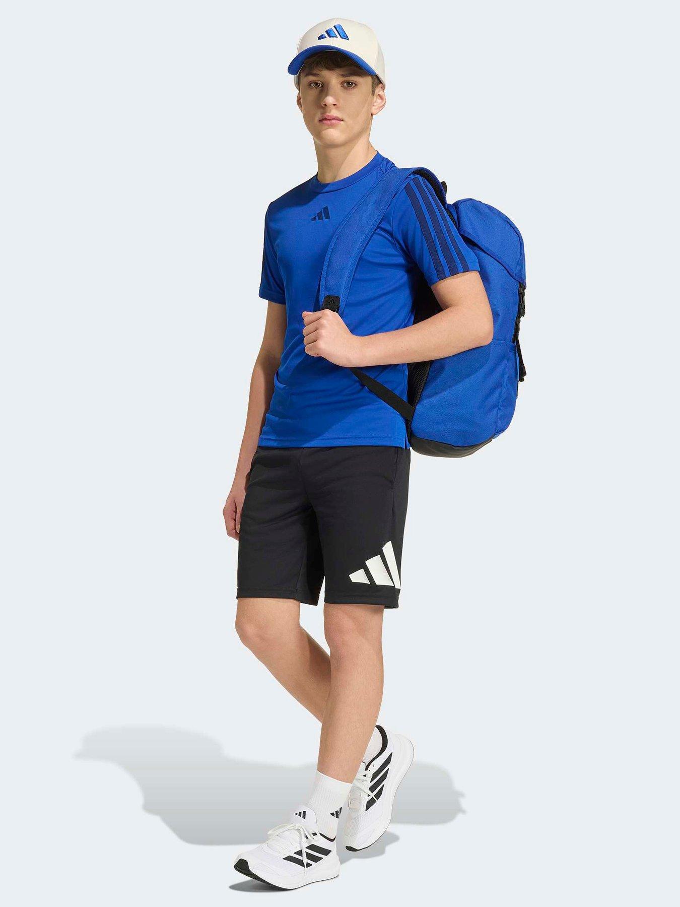 Image 3 of 5 of adidas Junior Training Essentials 3 Stripe T-shirt - Blue