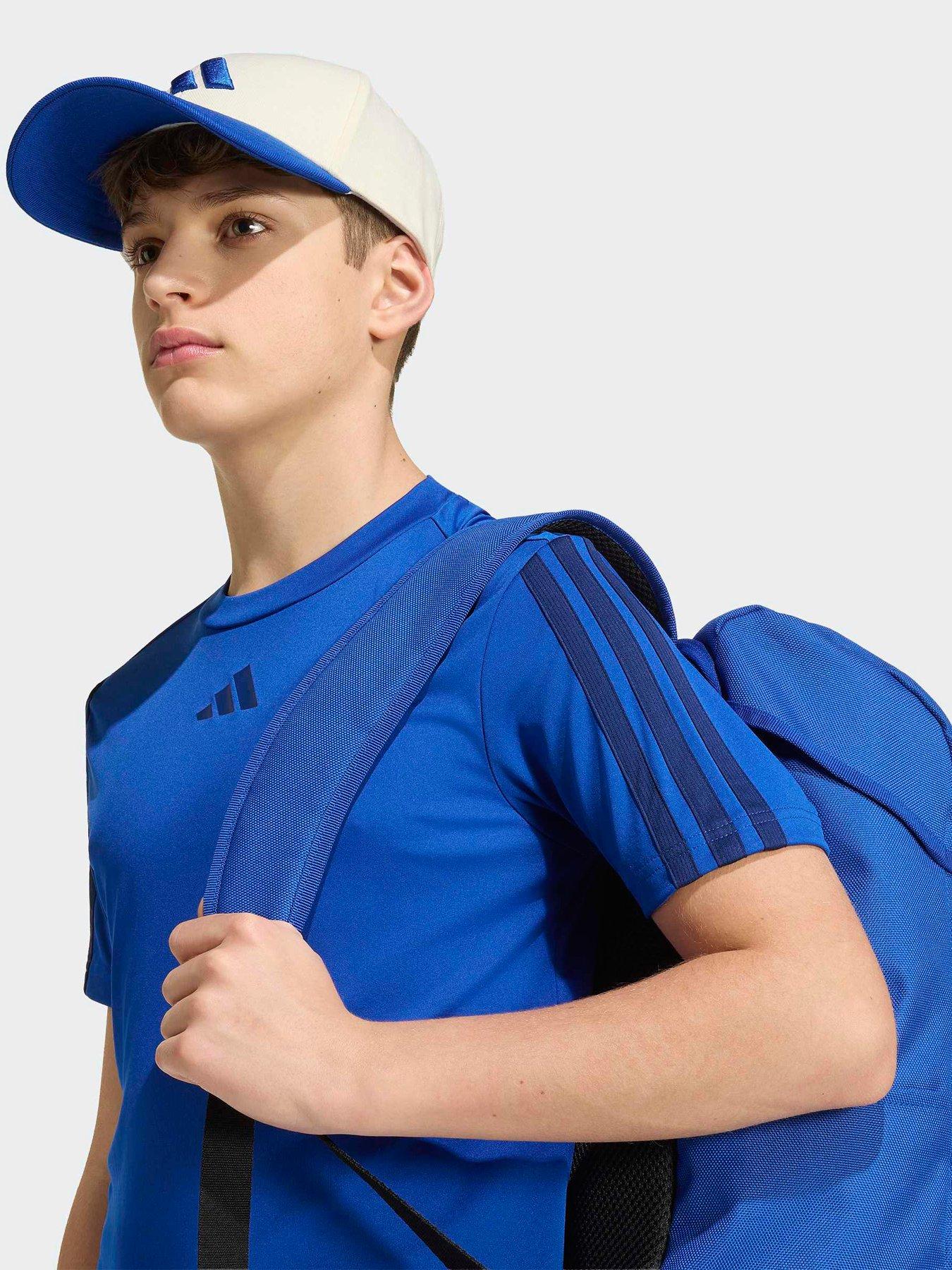 Image 5 of 5 of adidas Junior Training Essentials 3 Stripe T-shirt - Blue