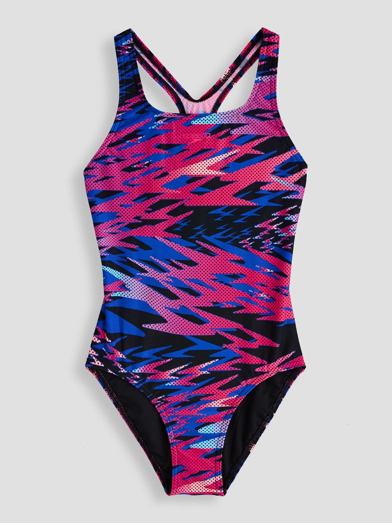 Speedo Hyperboom Allover Medalist Junior Swimsuit 5-6 Years Black/Pink - Image 4