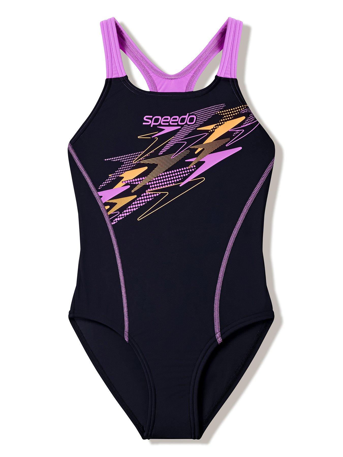 Image 2 of 3 of Speedo Girls Medley Logo Medalist Swimsuit - Black/Pink