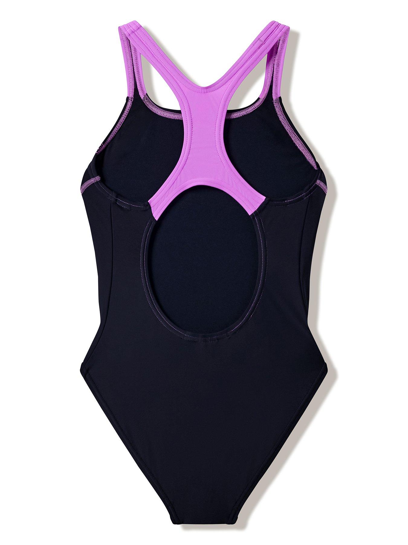 Image 3 of 3 of Speedo Girls Medley Logo Medalist Swimsuit - Black/Pink