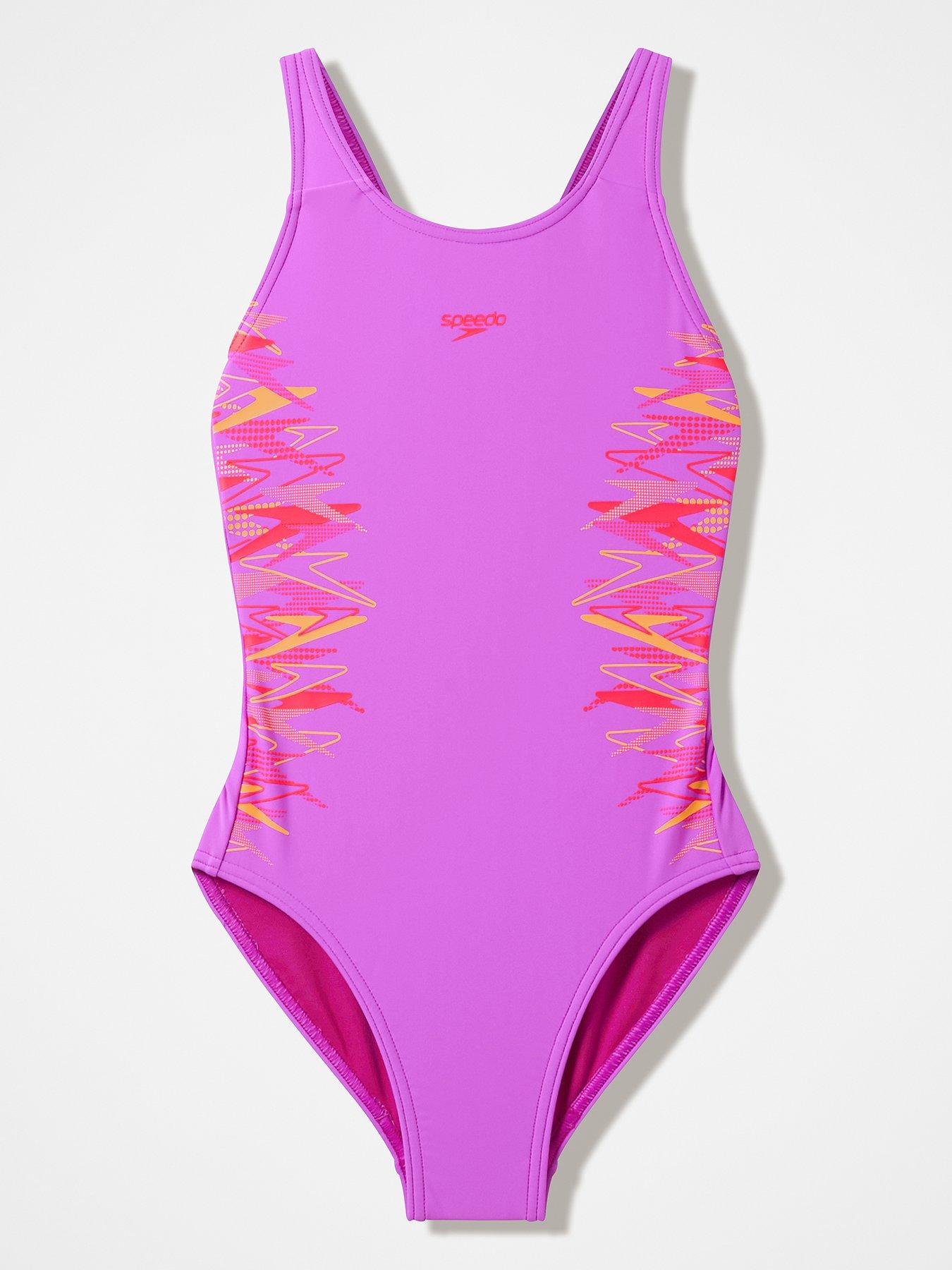 Speedo Girls Muscleback Swimsuit, Pink, Size 7-8 Years