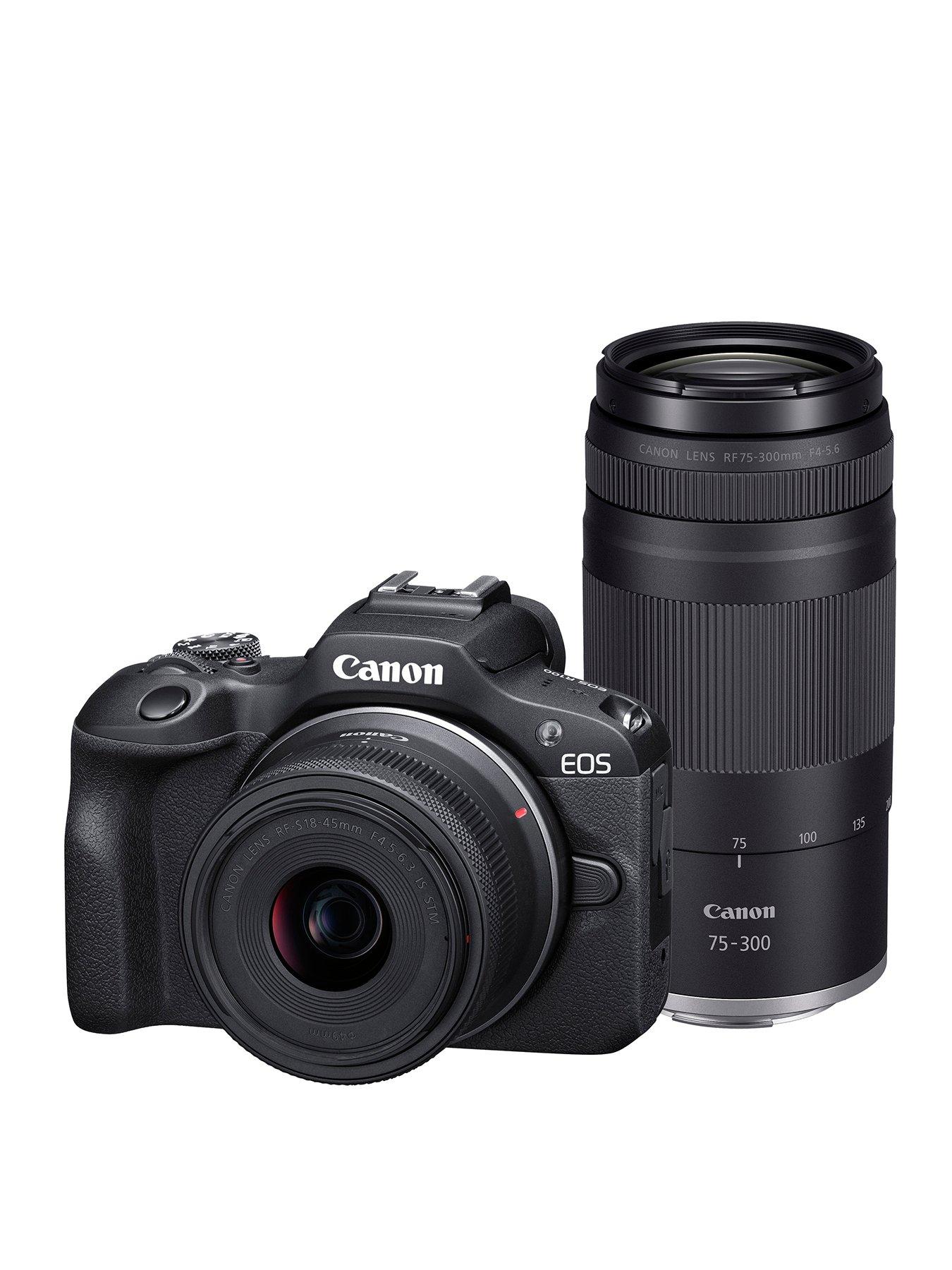 Image 1 of 5 of Canon EOS R100 APS-C Mirrorless Camera inc RF-S 18-45mm + RF 75-300mm Lens