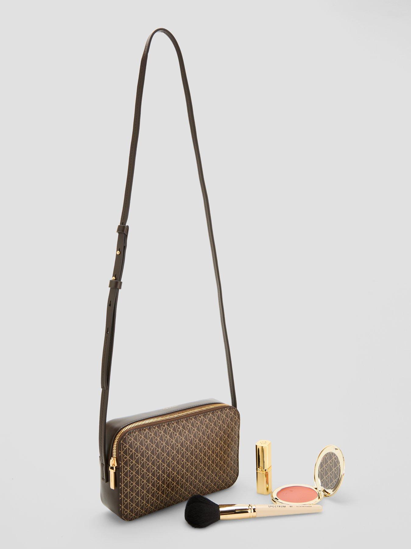 Image 2 of 5 of Calvin Klein Emblem Print Elongated Camera Bag - Brown