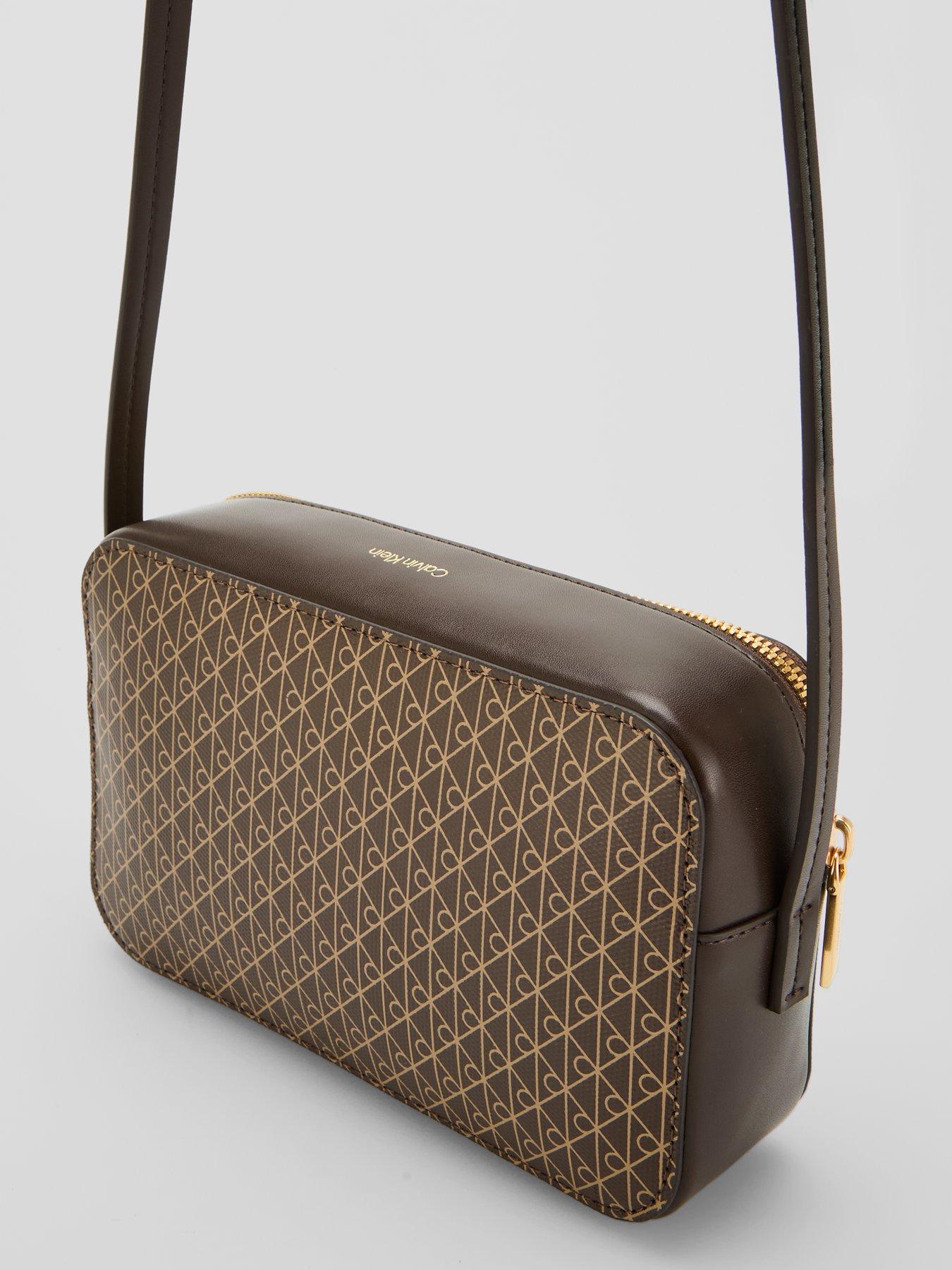 Image 3 of 5 of Calvin Klein Emblem Print Elongated Camera Bag - Brown