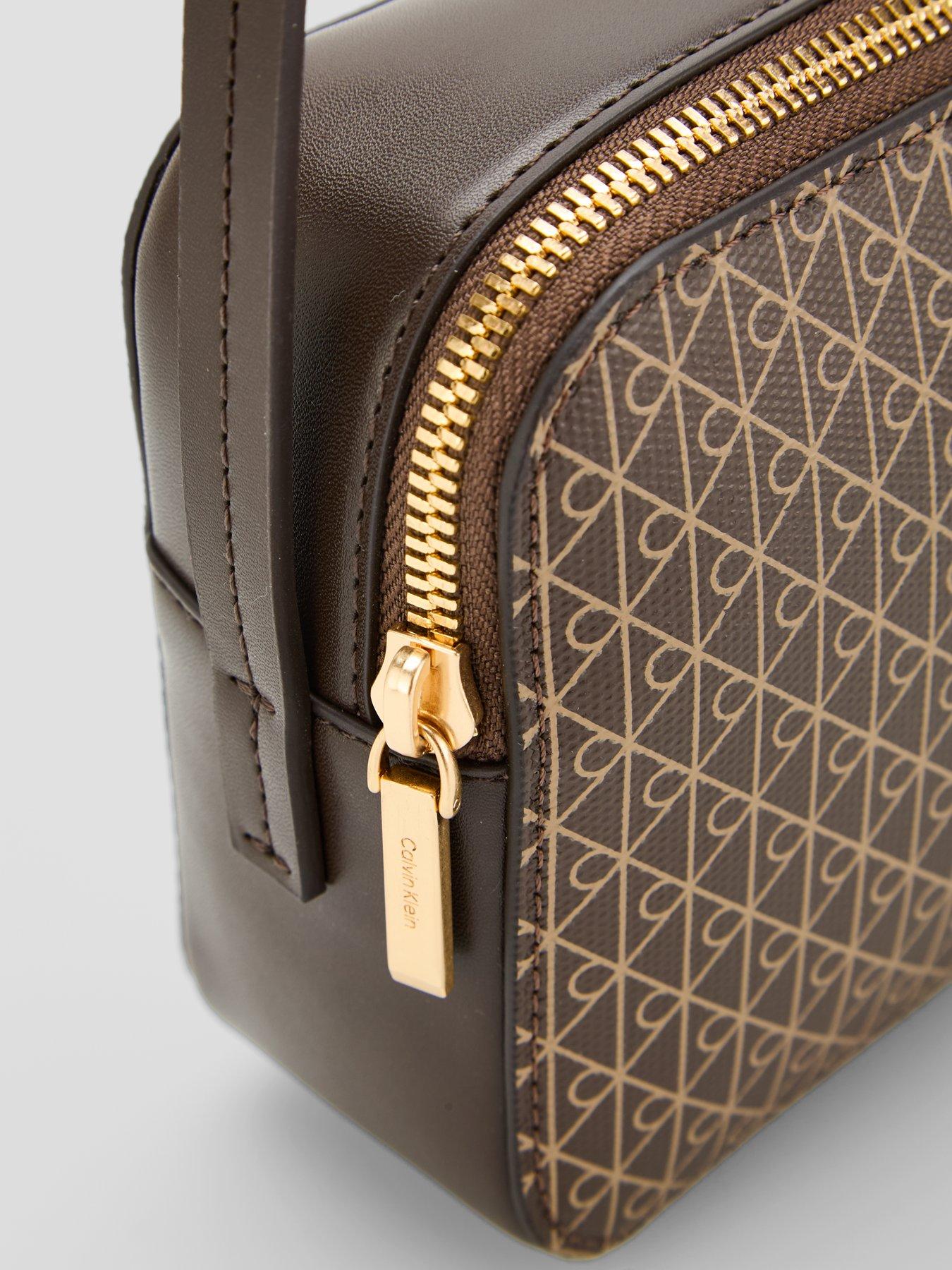 Image 4 of 5 of Calvin Klein Emblem Print Elongated Camera Bag - Brown