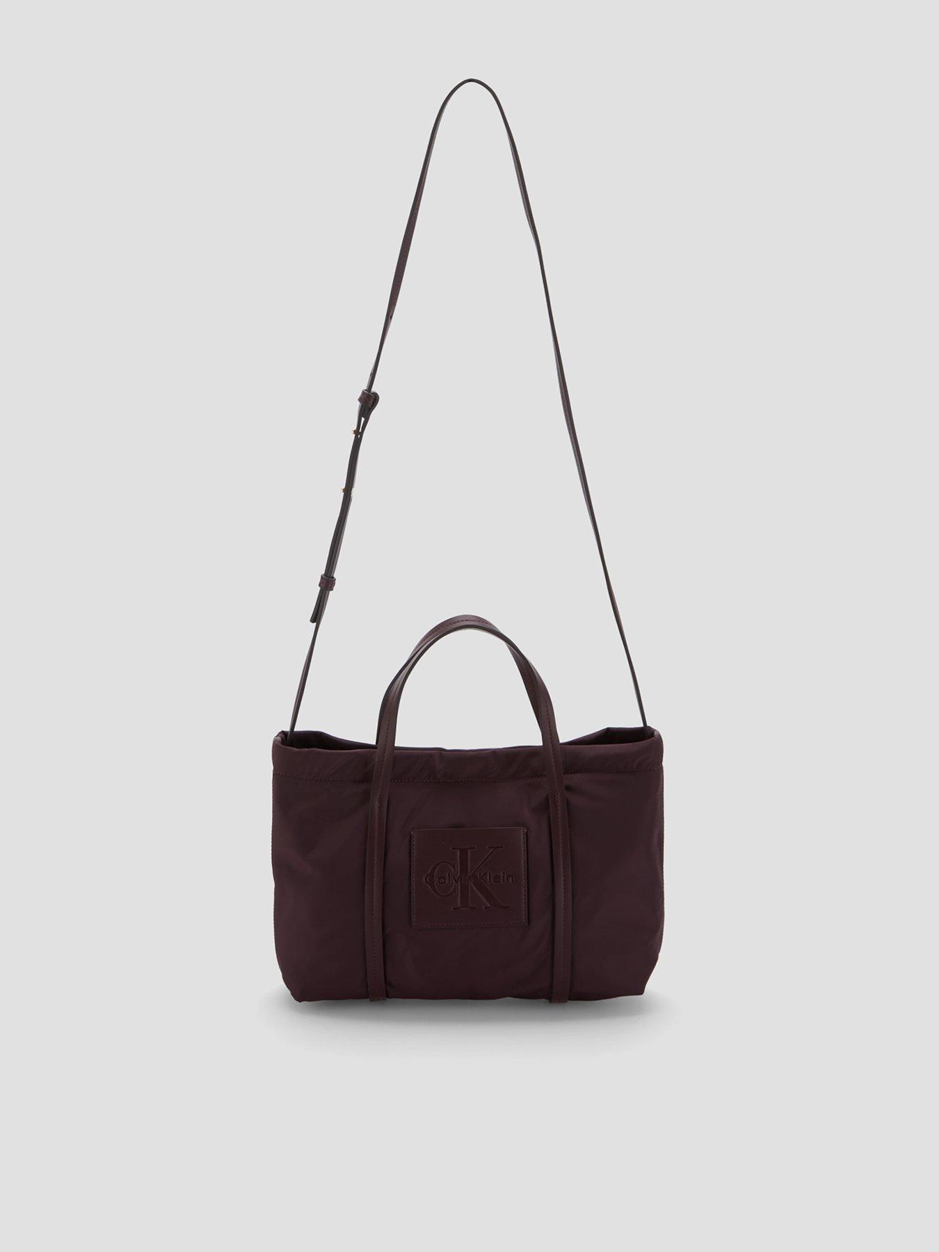 Calvin Klein Nylon Monologo Shoulder Strap Tote Bag - Brown