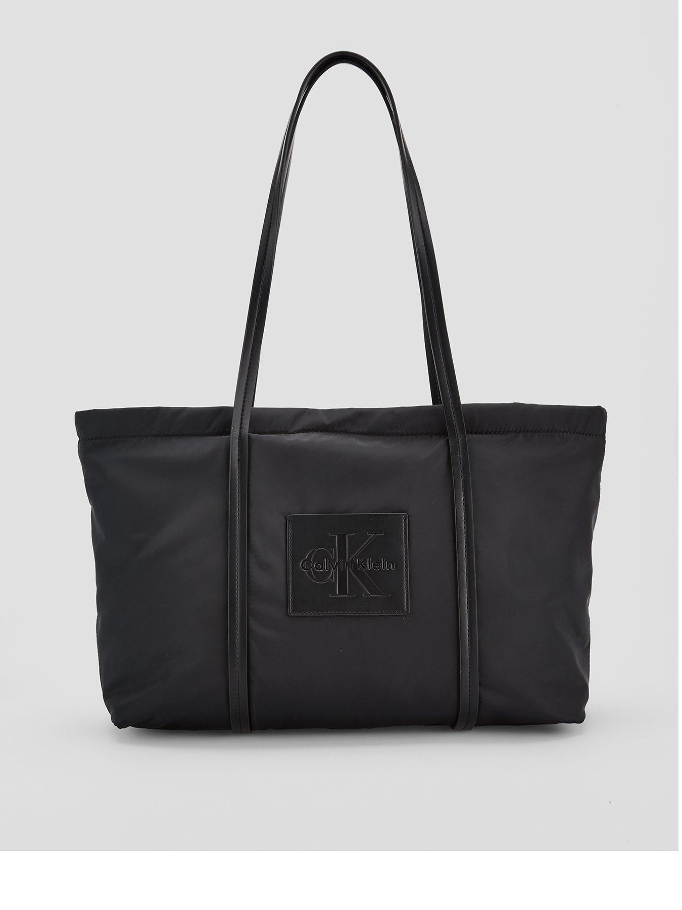 Calvin Klein Embossed Monologo Tote Bag - Black