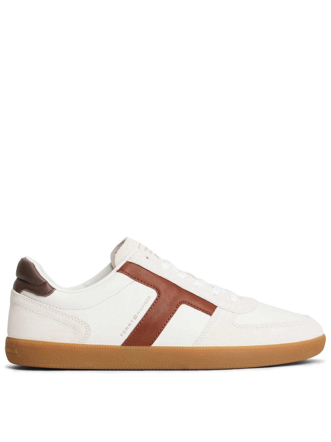 Tommy Hilfiger Mens Tribeca Leather Lace-Up Trainers, White, Size 42, Men