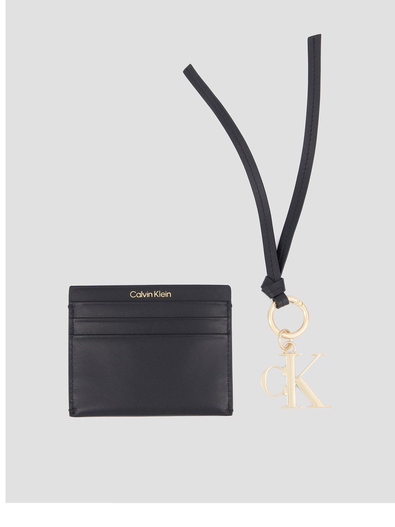 Image 1 of 4 of Calvin Klein Slim Full Grain Leather Card Holder Set - Black