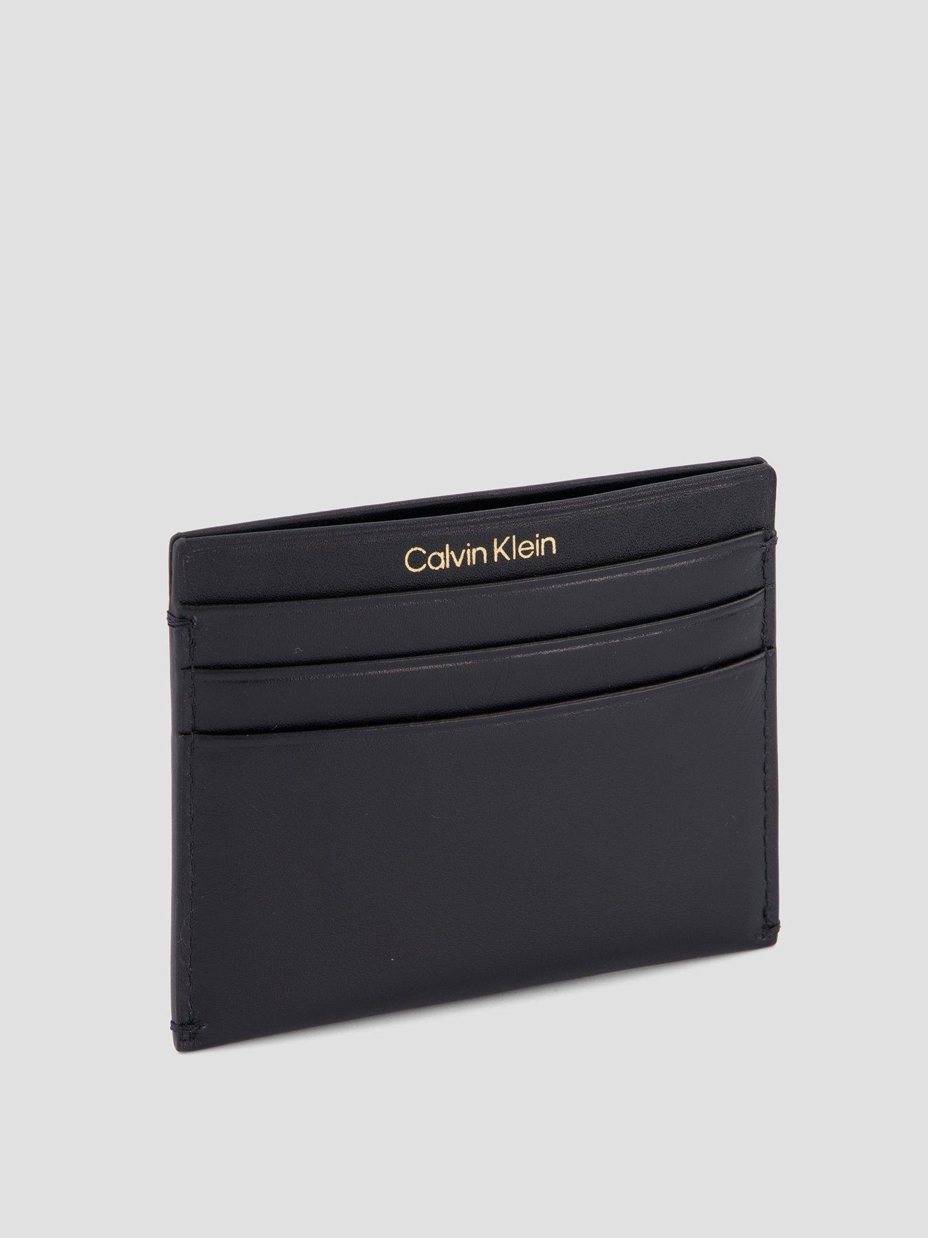 Image 2 of 4 of Calvin Klein Slim Full Grain Leather Card Holder Set - Black