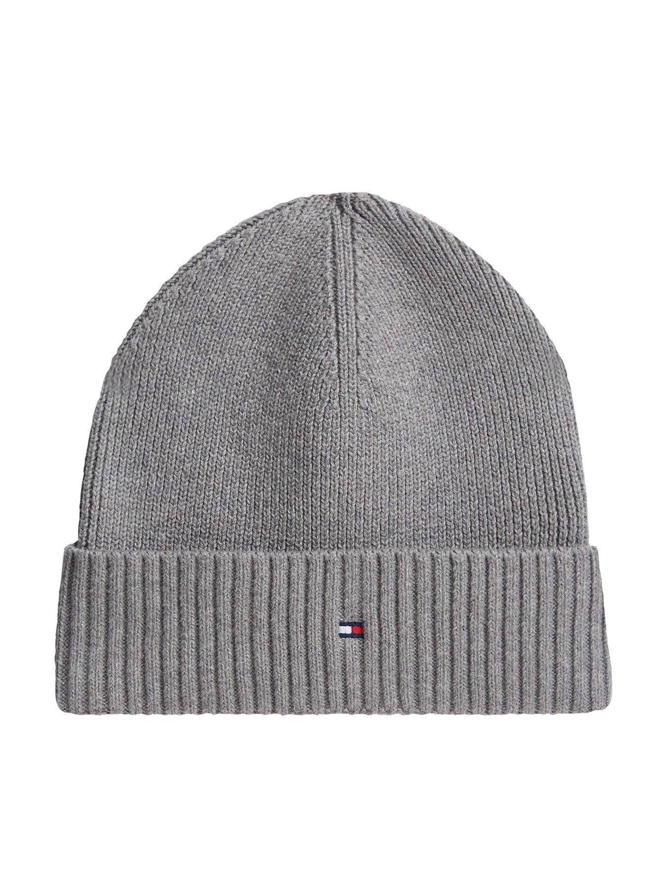 Tommy Hilfiger Men's Flag Pima Cotton Beanie Hat, Grey, Men