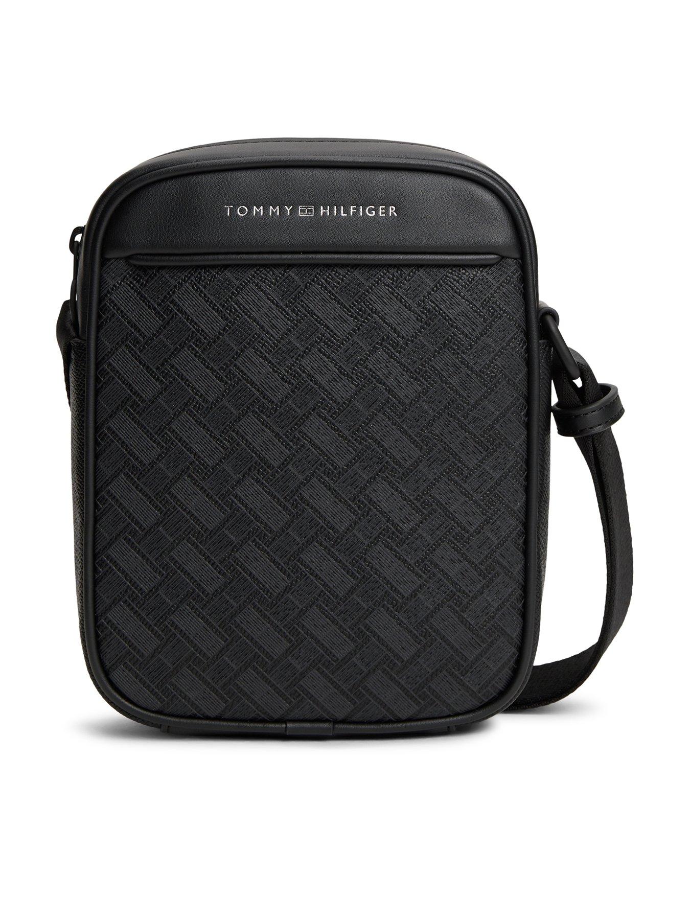 Tommy Hilfiger Modern Monogram Mini Reporter Cross Body Bag, Black, Men