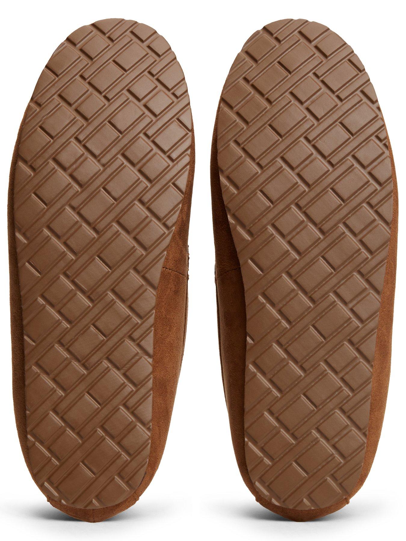 Image 5 of 6 of Tommy Hilfiger Mens Driving Plush Lined Moccasin Driving Slippers - Beige