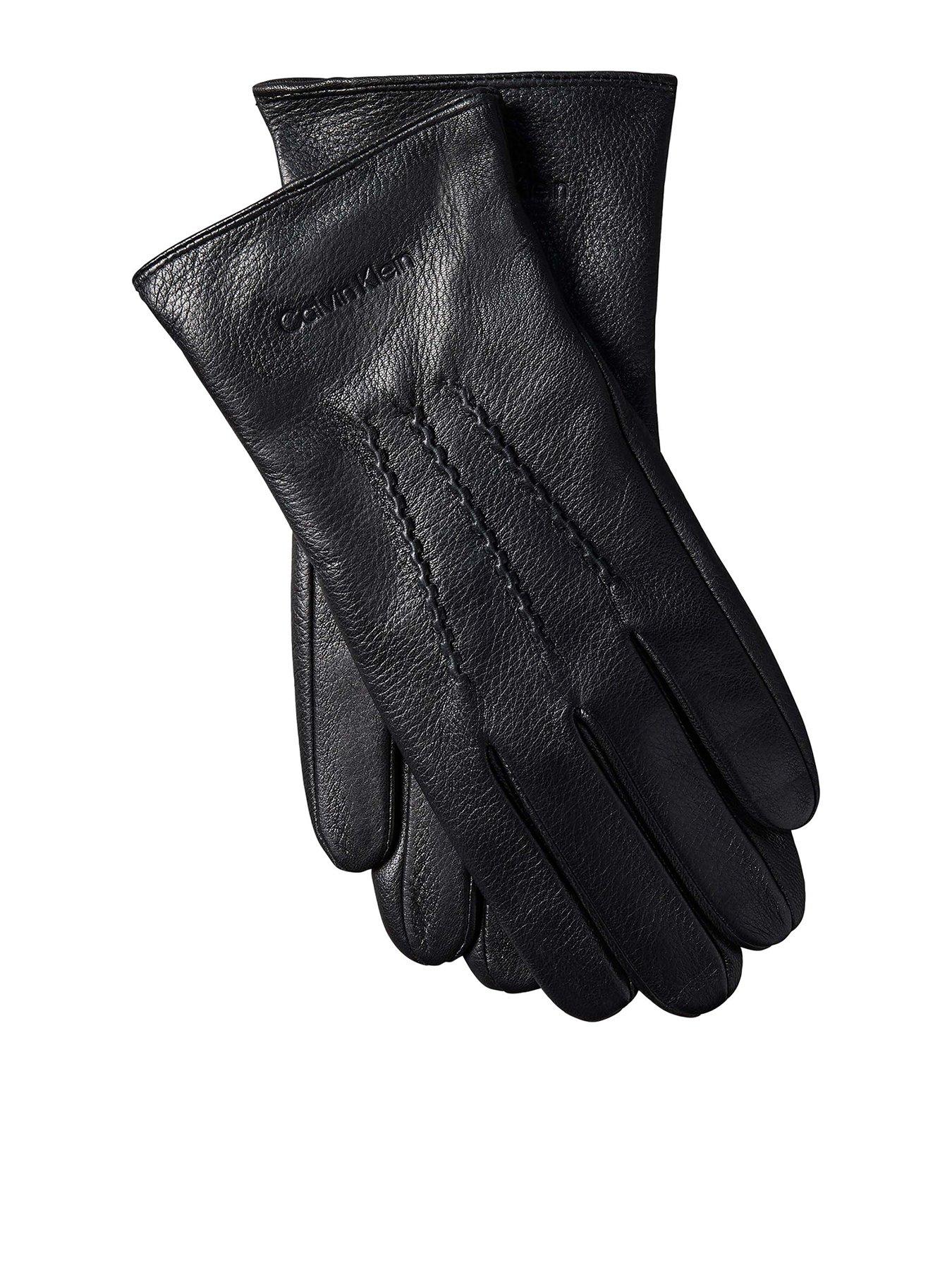 Calvin Klein Classic Pebble Leather Gloves - Black