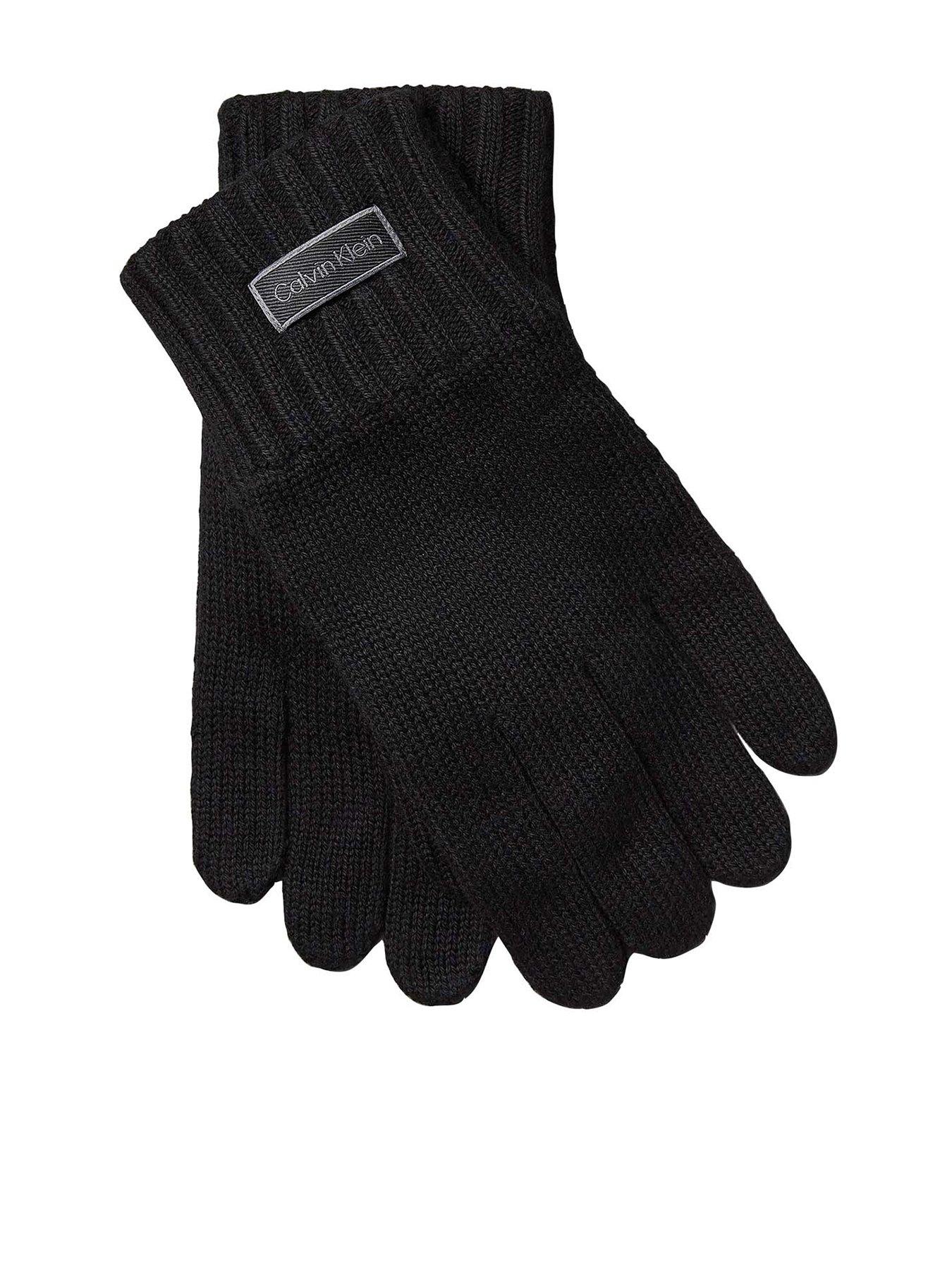 Calvin Klein Patch Logo Knitted Gloves - Black
