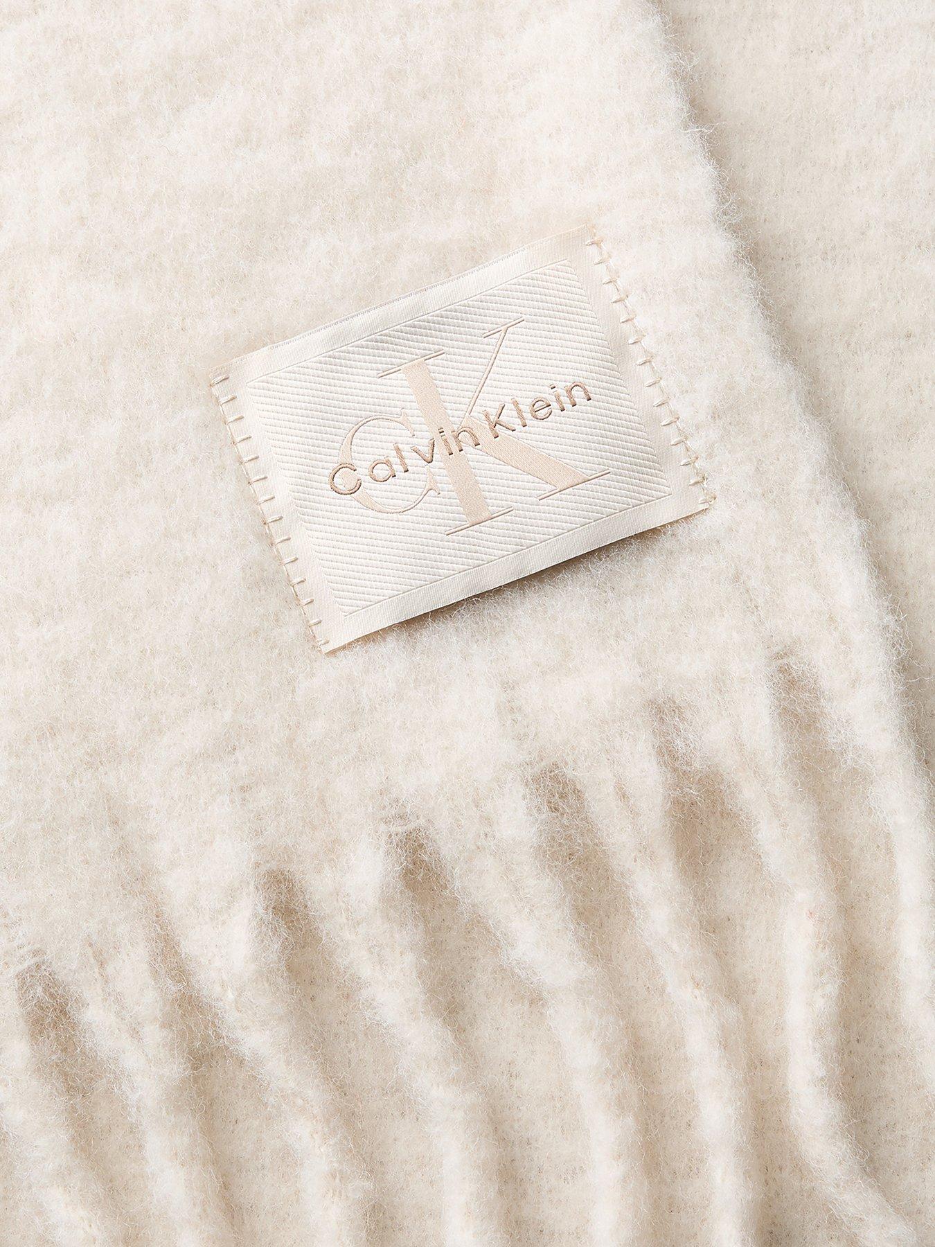 Image 2 of 3 of Calvin Klein Womens Brushed Solid Hardware Scarf - Beige