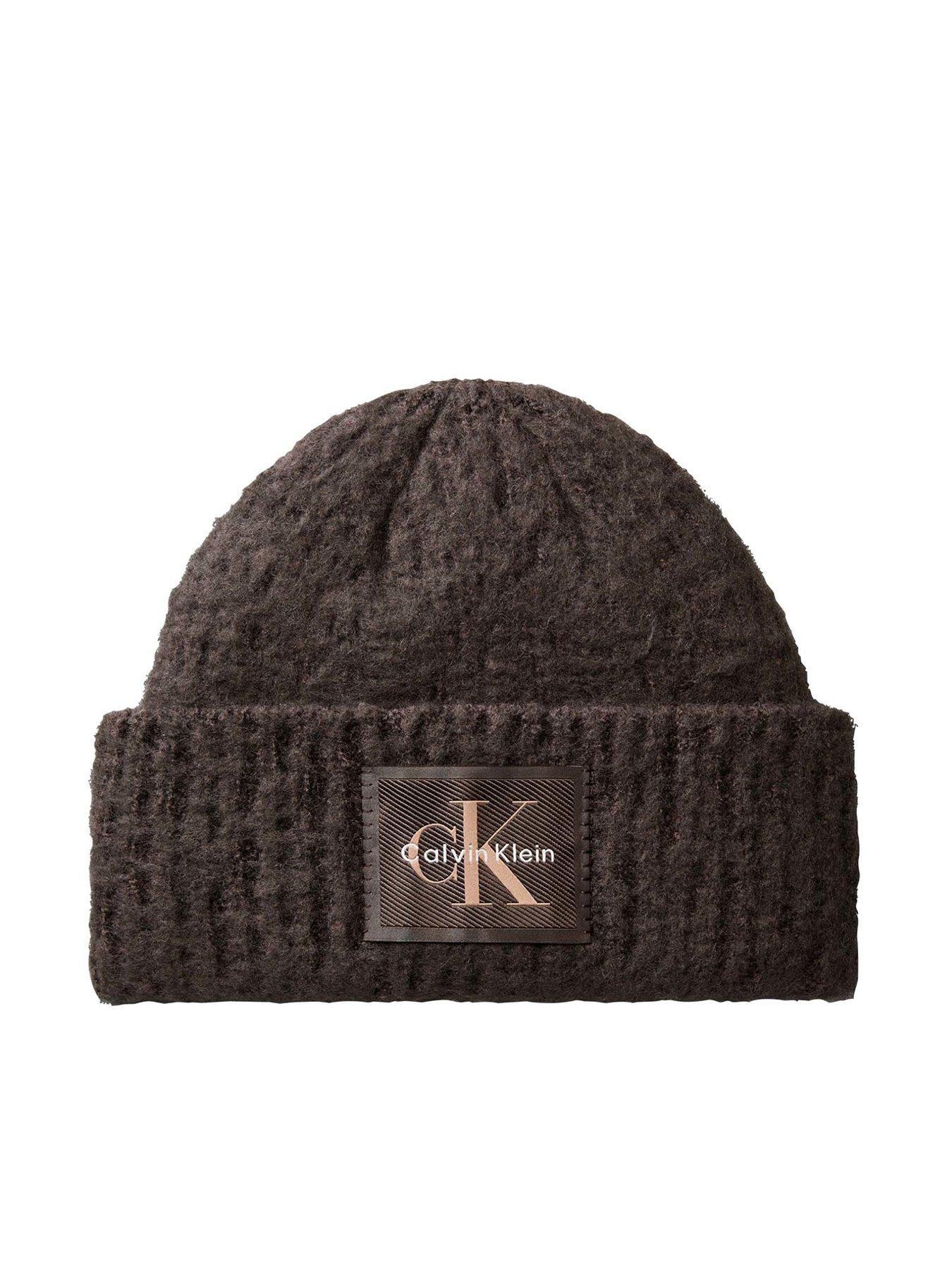 Calvin Klein Womens Brushed Chunky Rib Beanie, Brown, Women