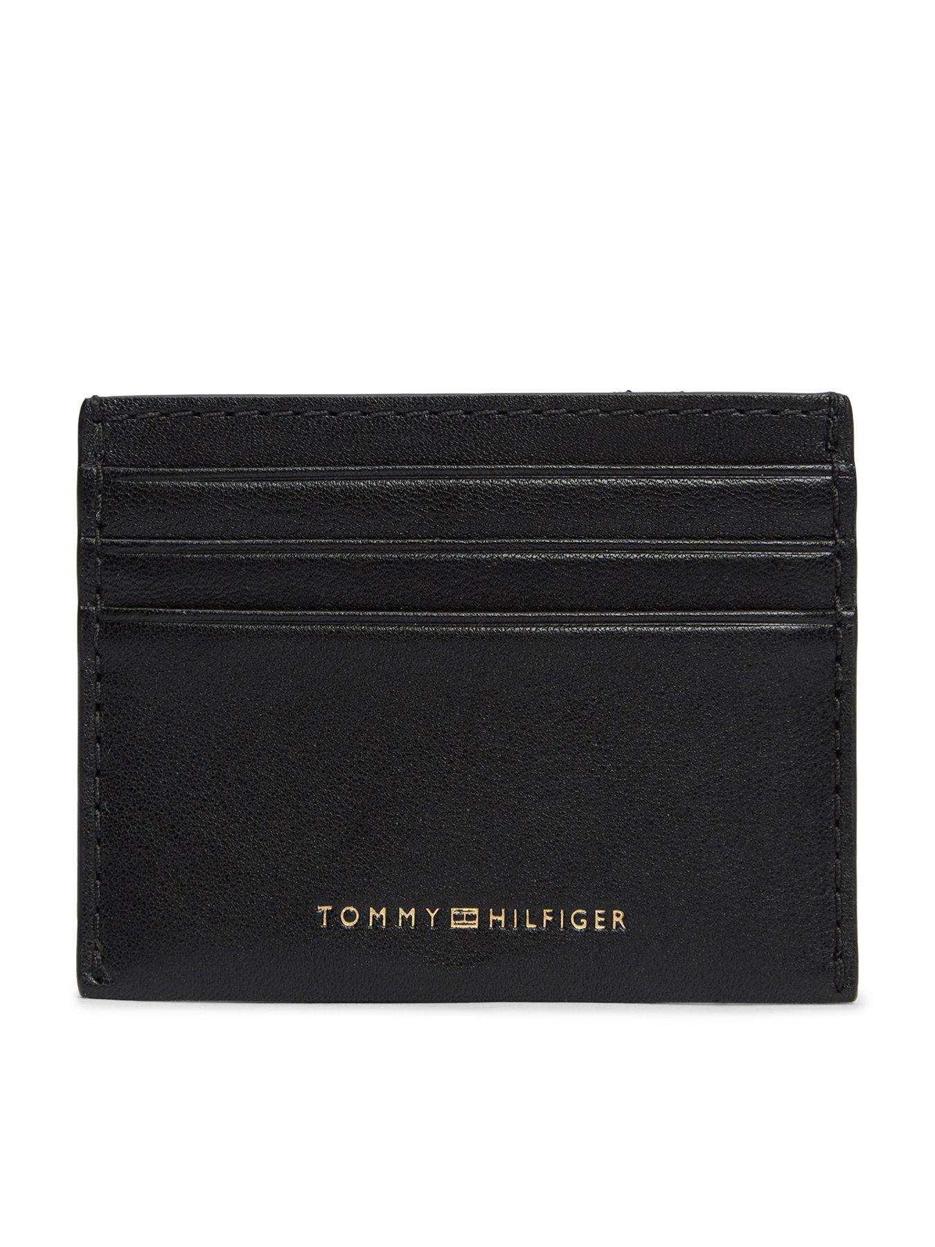 Tommy Hilfiger Casual Leather Metallic Logo Card Holder - Black