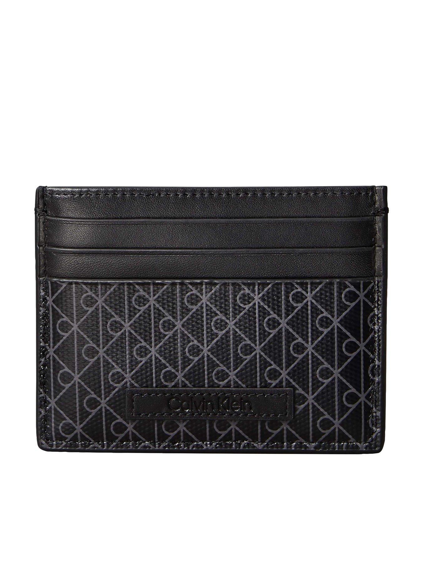 Image 1 of 3 of Calvin Klein Allover Monogram Logo Card Holder - Black