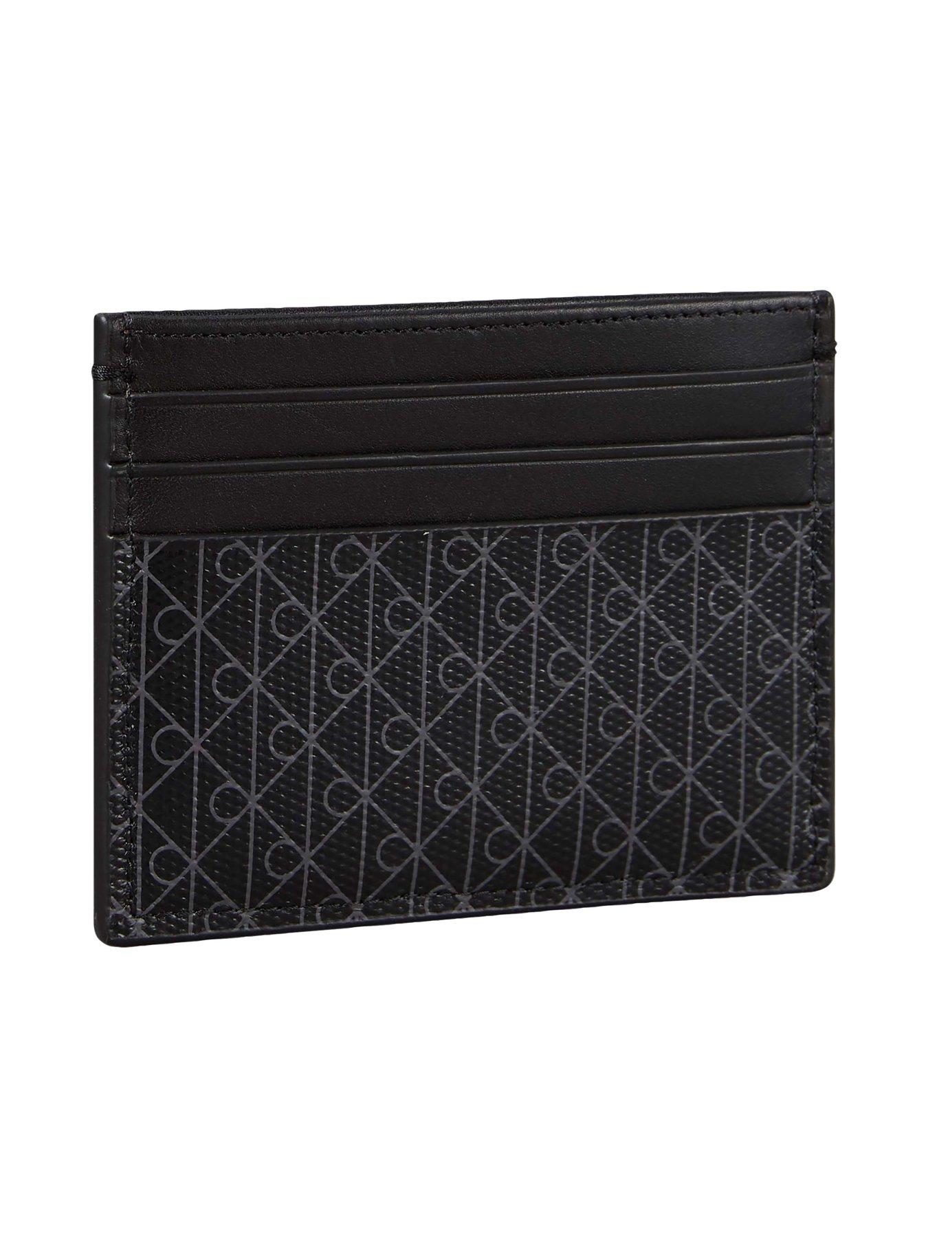 Image 2 of 3 of Calvin Klein Allover Monogram Logo Card Holder - Black