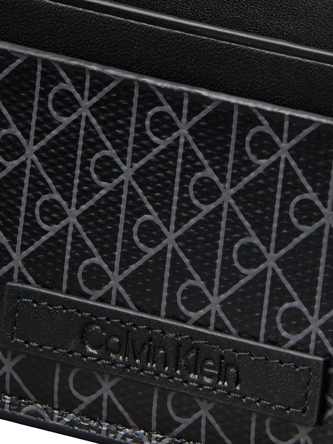 Image 3 of 3 of Calvin Klein Allover Monogram Logo Card Holder - Black