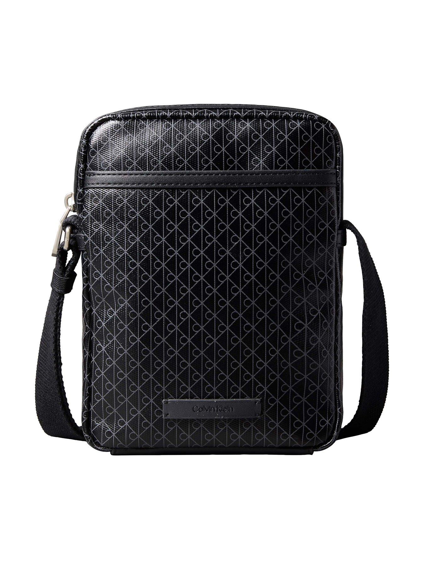 Calvin Klein Emblem Print Slim Reporter Cross Body Bag, Black, Men