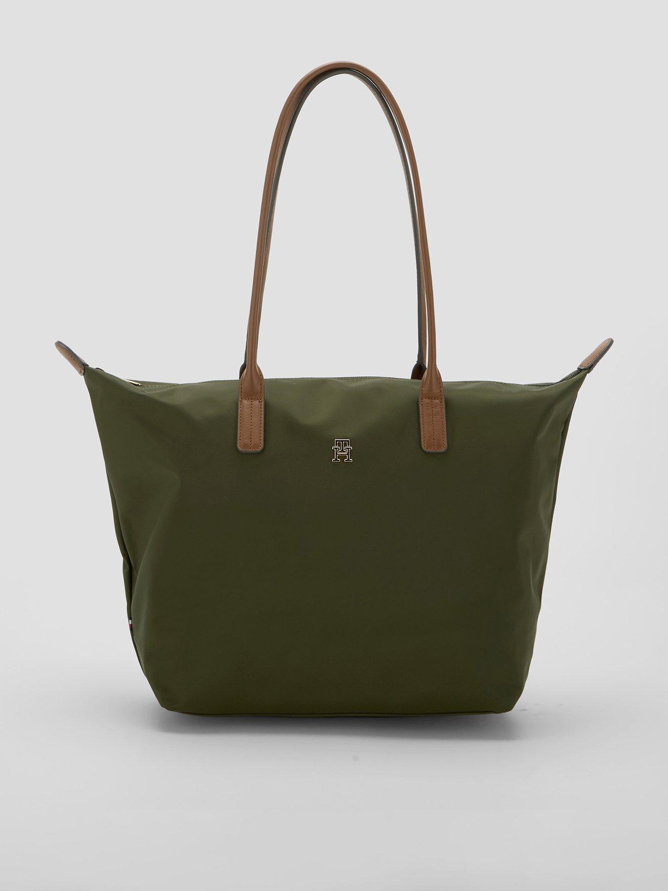 Tommy Hilfiger Women'S Popette Tote Bag With Signature Monogram Detail - Green