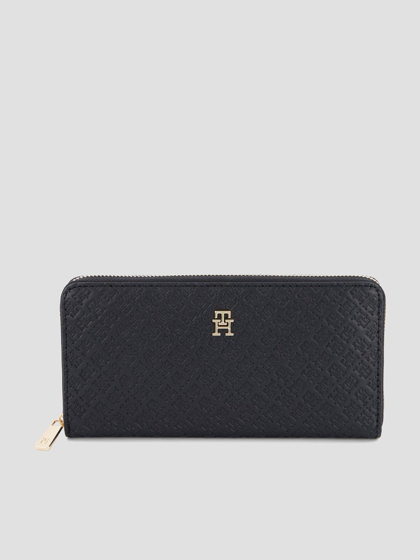 Tommy Hilfiger Hilfiger Icon Debossed Zip-Around Wallet - Black