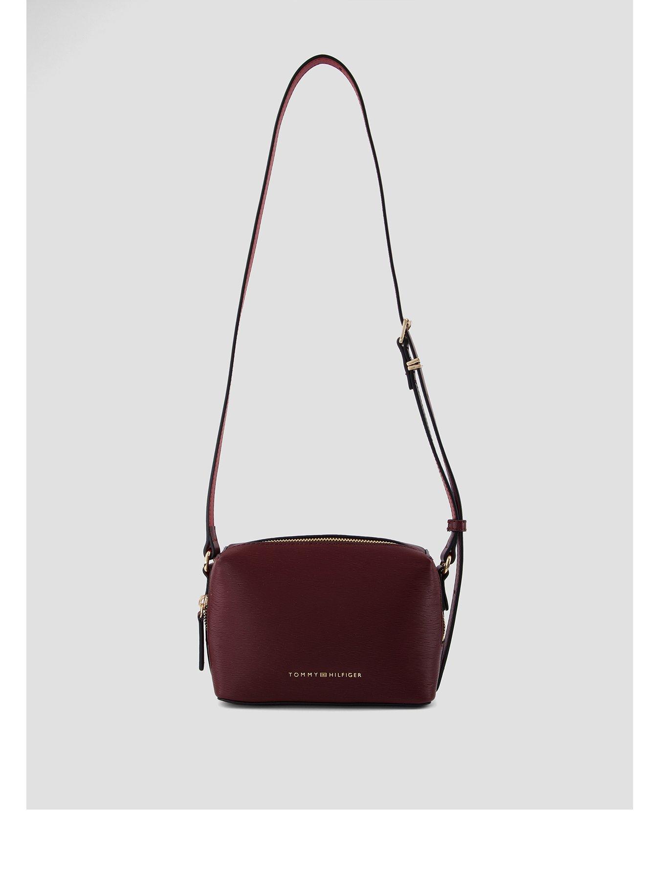 Tommy Hilfiger Modern Metallic Logo Textured Camera Bag - Red