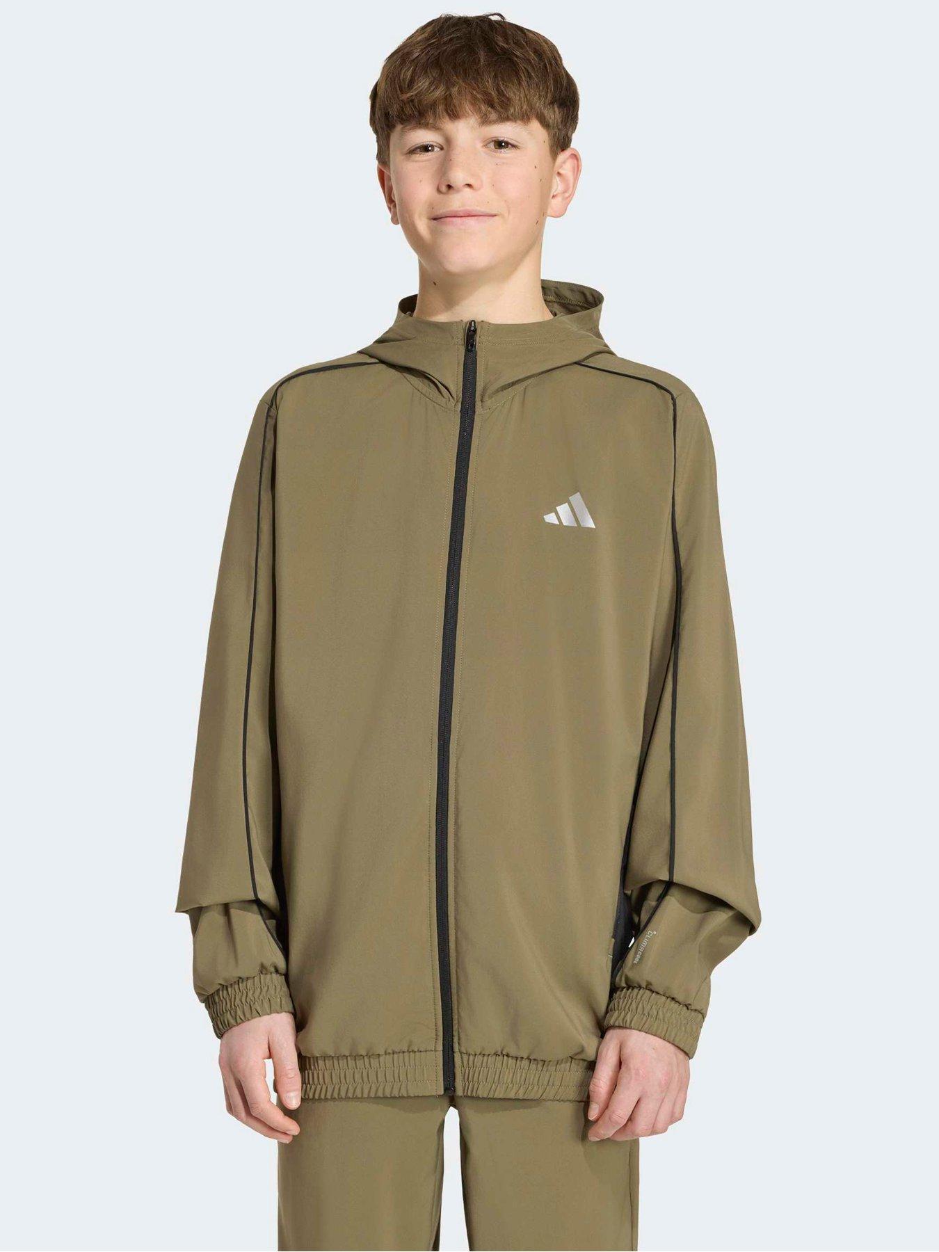 Image 1 of 5 of adidas Junior Boys Tech Apparel Zip Jacket - Green