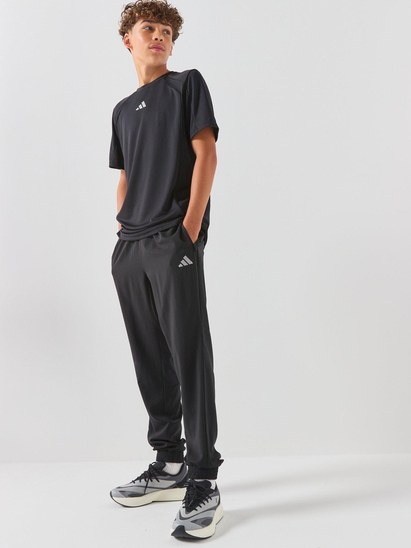 Image 1 of 6 of adidas Junior Boys CLIMACOOL Track Pants with Zip Pockets - Black/Reflective Silver