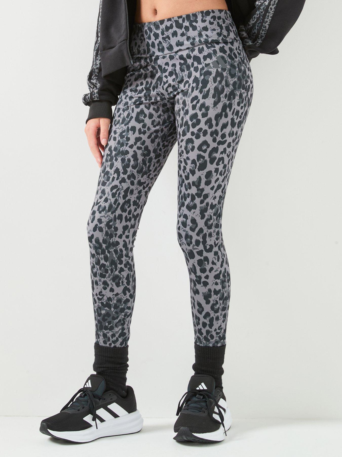 Image 1 of 6 of adidas Junior Girls Training Leopard Legging - Grey