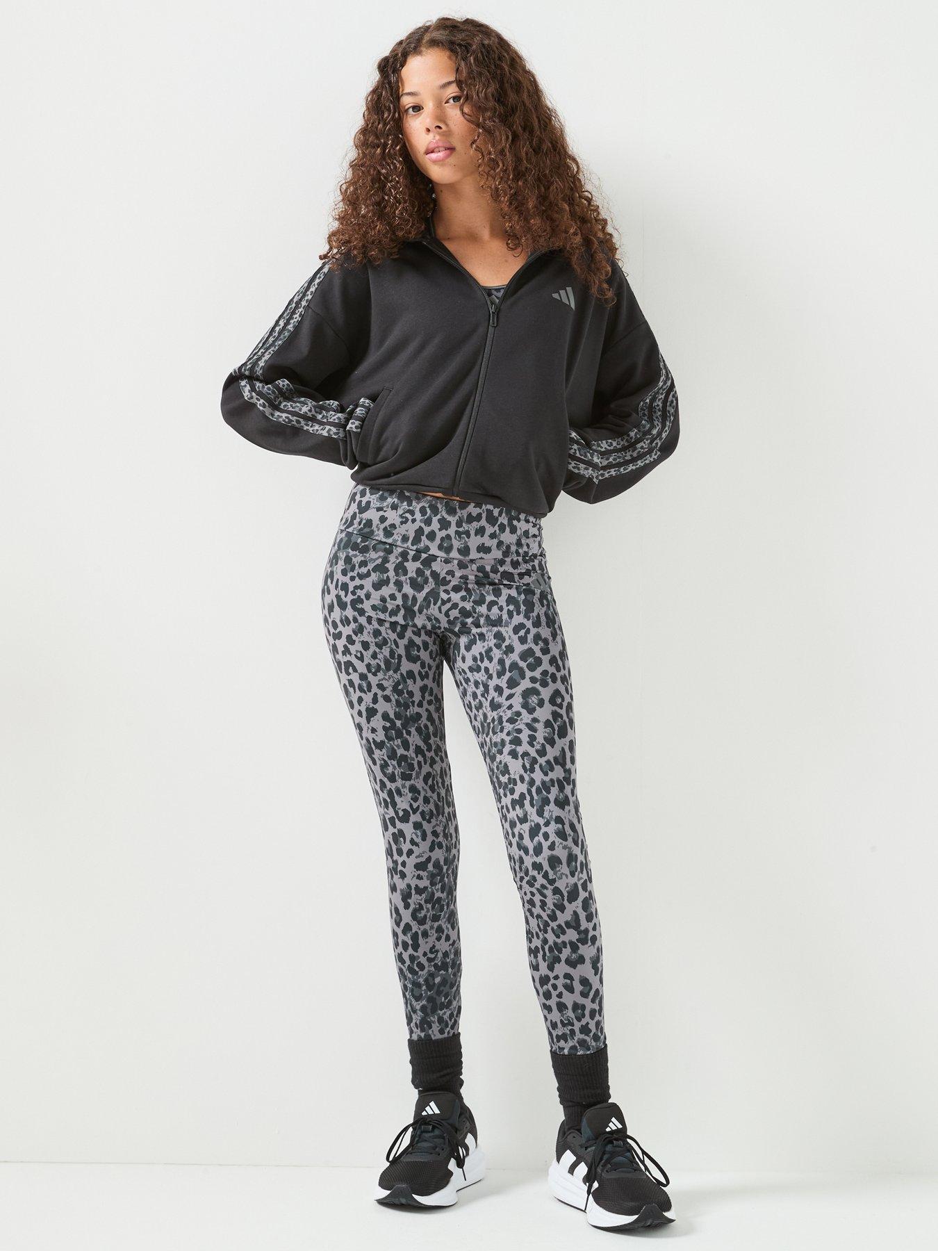 Image 3 of 6 of adidas Junior Girls Training Leopard Legging - Grey