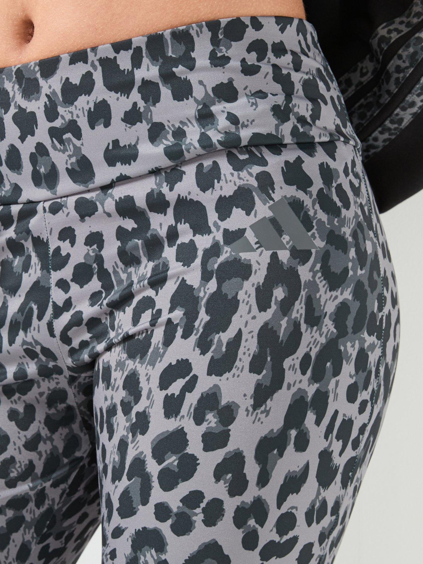 Image 4 of 6 of adidas Junior Girls Training Leopard Legging - Grey