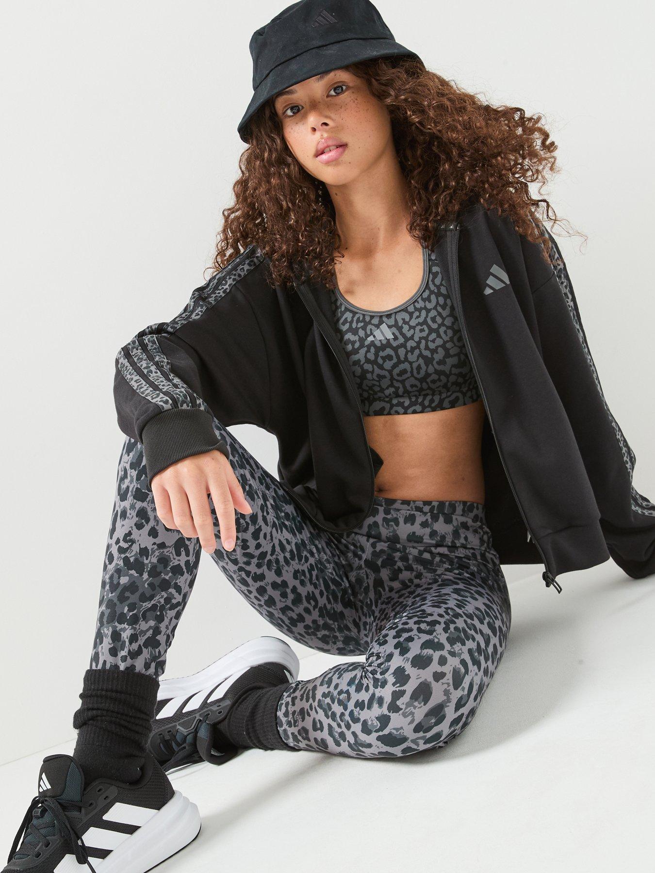 Image 6 of 6 of adidas Junior Girls Training Leopard Legging - Grey