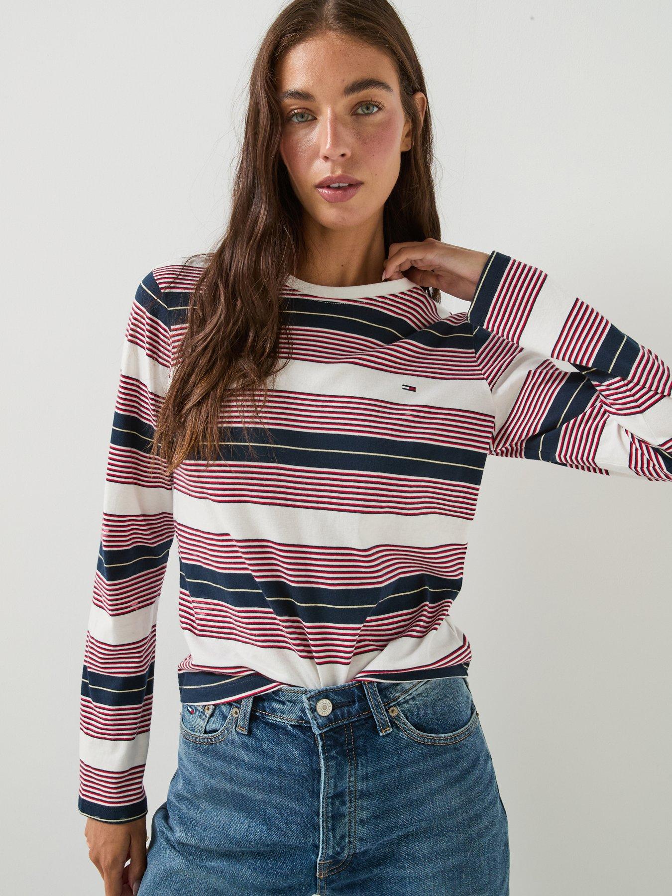 Tommy Jeans Women's Regular Essential Striped Long Sleeve T-Shirt - Multi