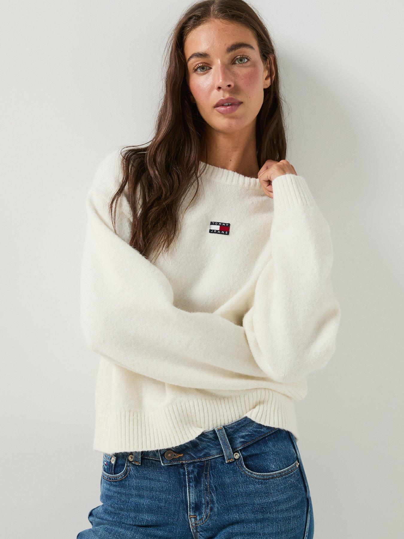 Image 4 of 5 of Tommy Jeans Women's Fluffy Knit Jumper with Logo Badge - Cream