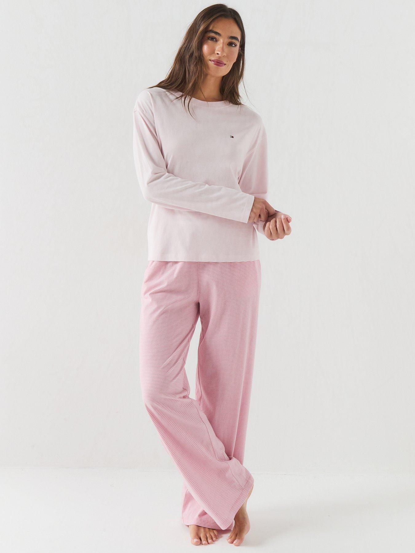 Image 1 of 6 of Tommy Hilfiger Essential Jersey Long Sleeve Pyjama Set - Pink