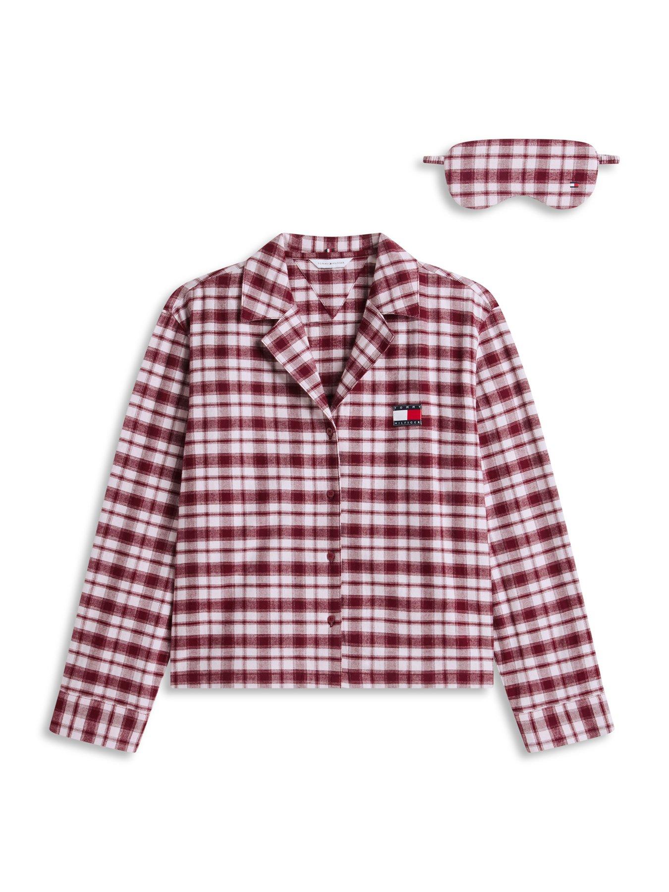Image 4 of 6 of Tommy Hilfiger Heritage Flannel Pyjama Set And Eye Mask Gift Box - Pink